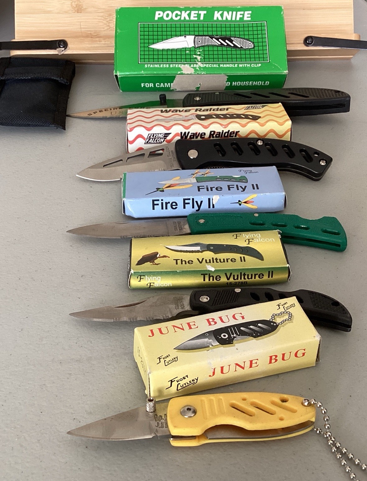 Lot of 5 Flying Falcon Pocketknives Stainless Steel Blades Brand New In Box Lot of 5 Flying Falcon Pocketknives Stainless Steel Blades Brand New In Box