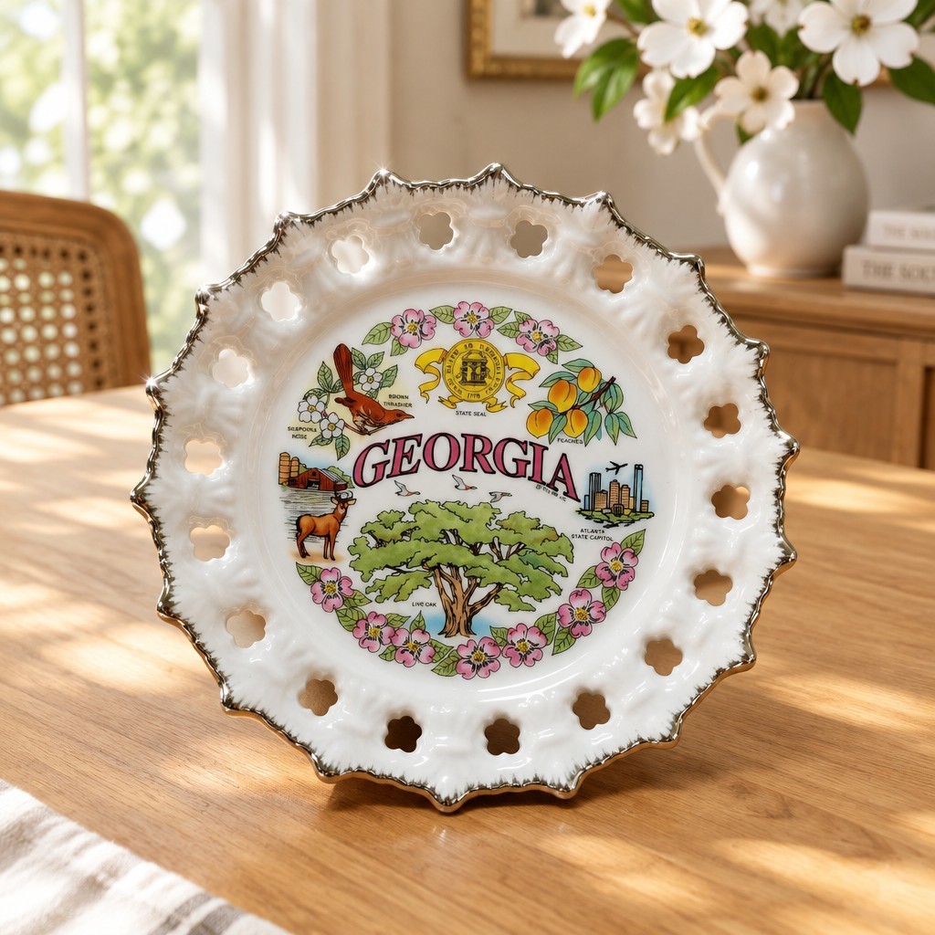 Vintage Georgia State Souvenir Collector Plate - 8\ Vintage Georgia State Souvenir Collector Plate - 8\
