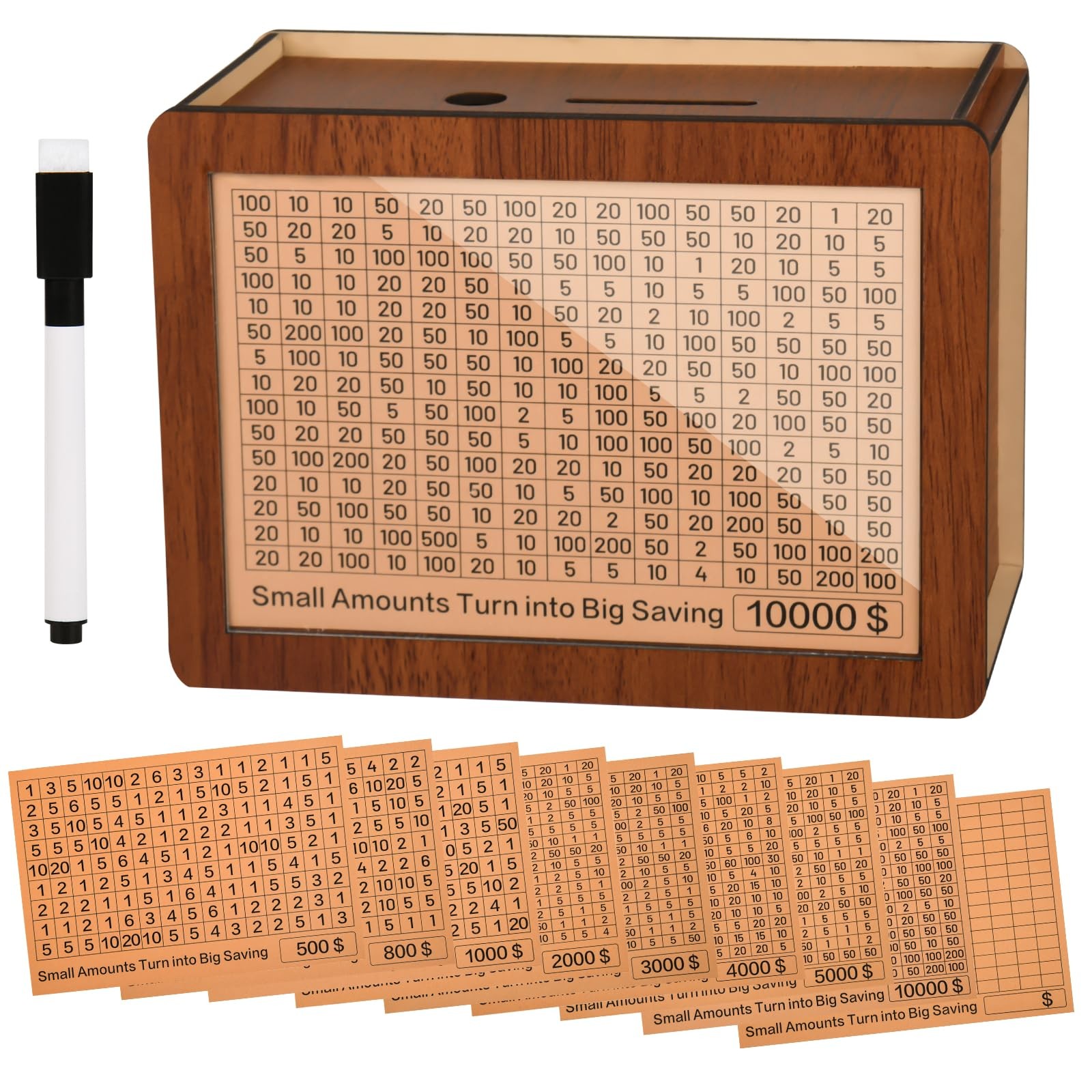 10000 Kakeibo Wooden Money Saving Challenge Box Cash Vault Large, 10000 Kakeibo Wooden Money Saving Challenge Box Cash Vault Large,