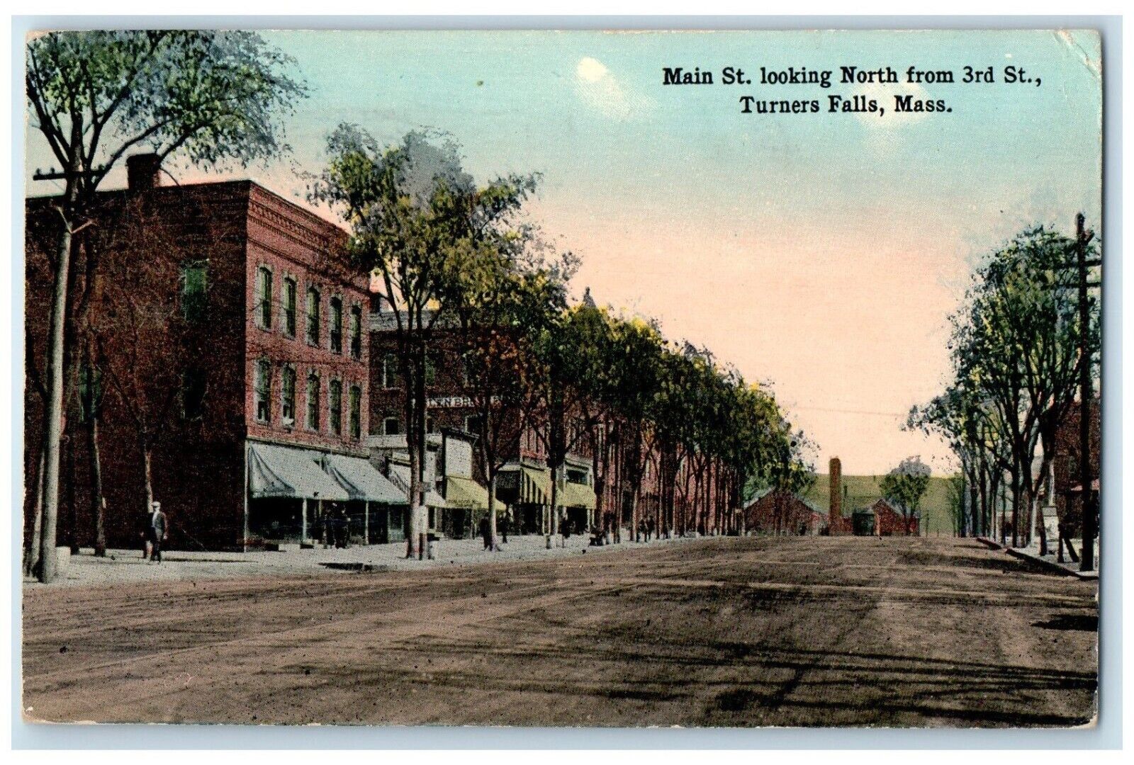 c1910\'s Main St. Looking North From 3rd St. Stores Turner Falls MA Postcard