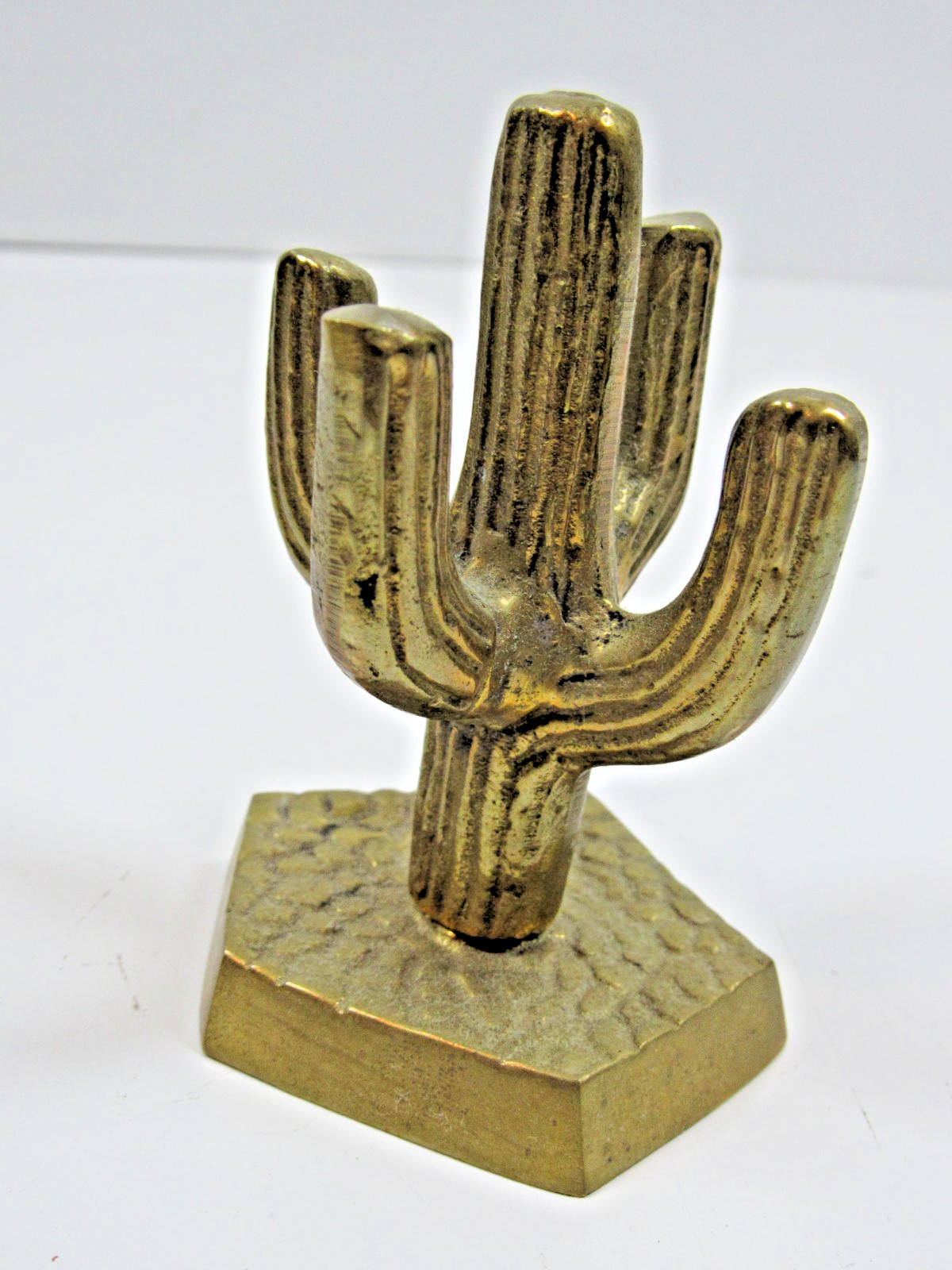 Vintage Solid Brass Saguaro Cactus Textured Pebbled Base 3 1/4\ Vintage Solid Brass Saguaro Cactus Textured Pebbled Base 3 1/4\
