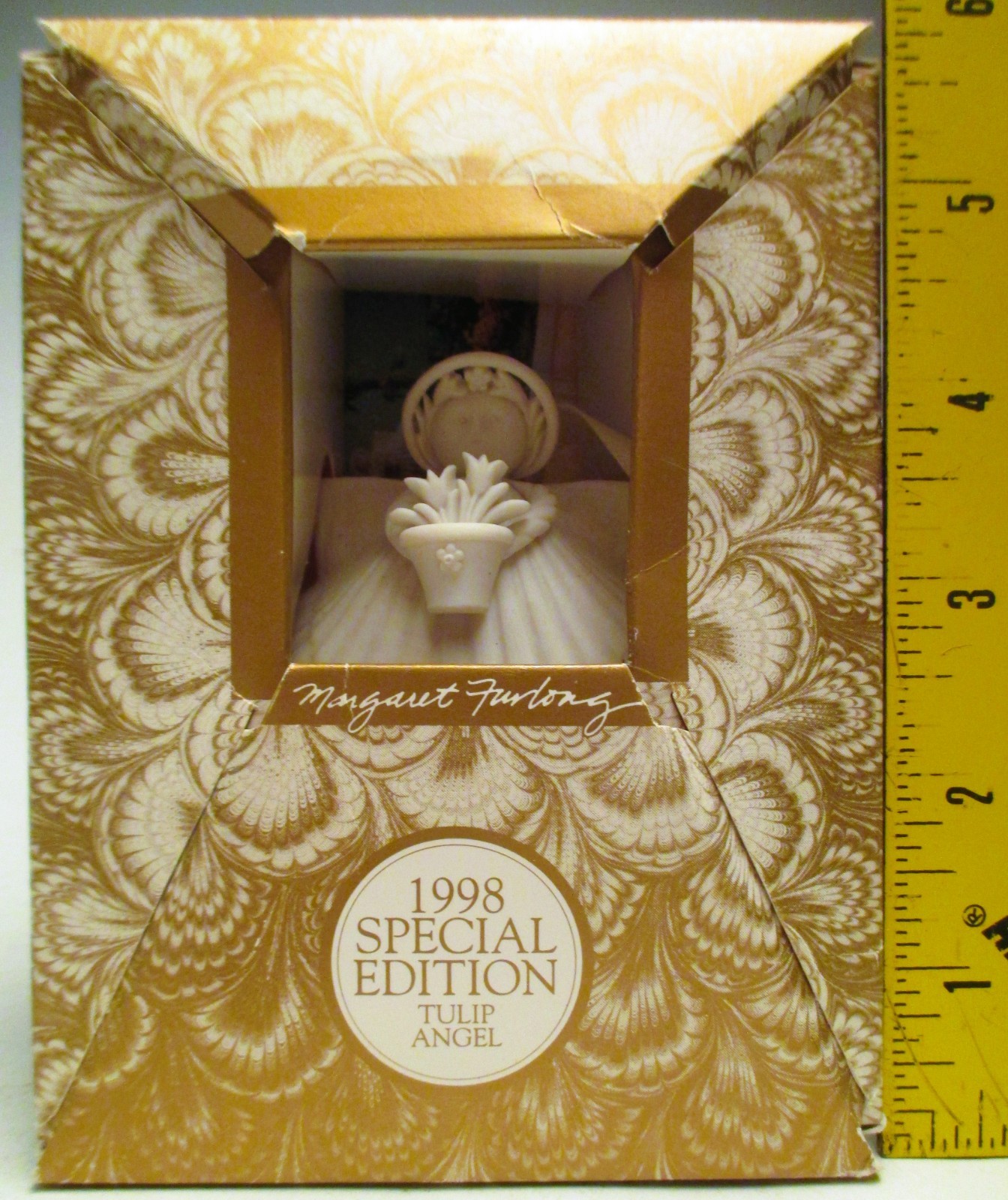 Vintage Margaret Furlong Autographed Tulip Angel Ornament in Original Box 1998 Vintage Margaret Furlong Autographed Tulip Angel Ornament in Original Box 1998