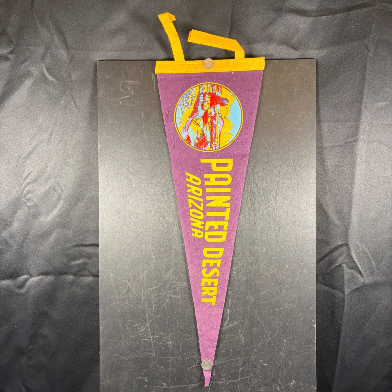 Vintage Painted Desert Arizona Felt Pennant Purple Yellow Souvenir 1976 18 inch Vintage Painted Desert Arizona Felt Pennant Purple Yellow Souvenir 1976 18 inch