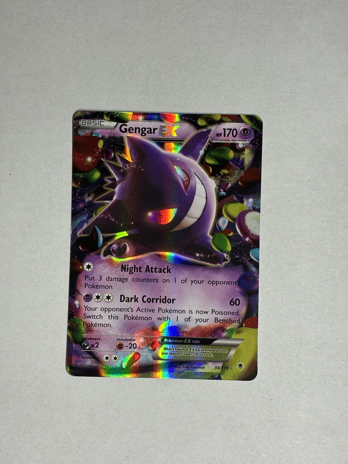 Pokémon Gengar EX 34/119 XY Phantom Forces Ultra Rare Full Art Holo Card TCG Pokémon Gengar EX 34/119 XY Phantom Forces Ultra Rare Full Art Holo Card TCG