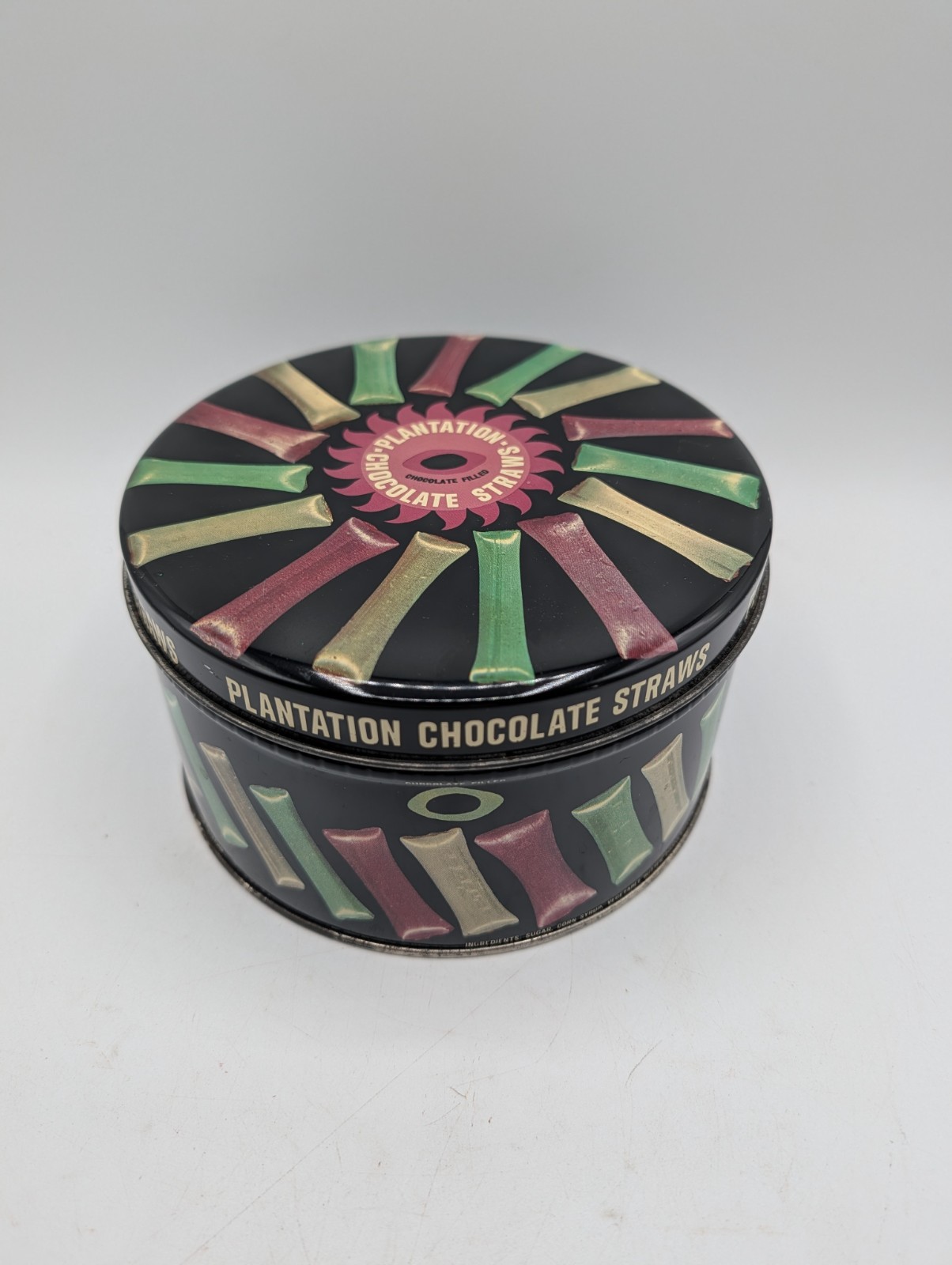 Vintage Plantation Chocolate Straws Candy Tin 6