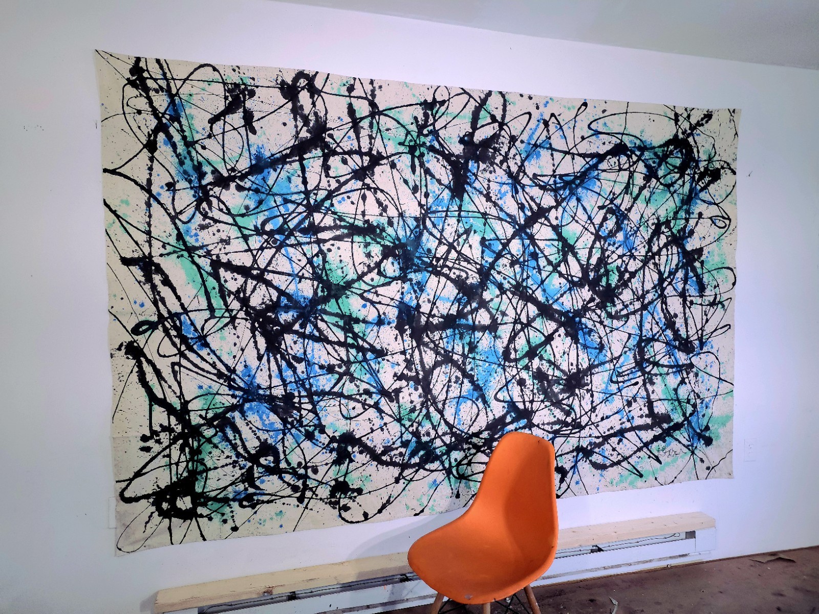 LARGE Abstract Painting Mid Century Modern Style Wall Art Decor Modern Fine Art