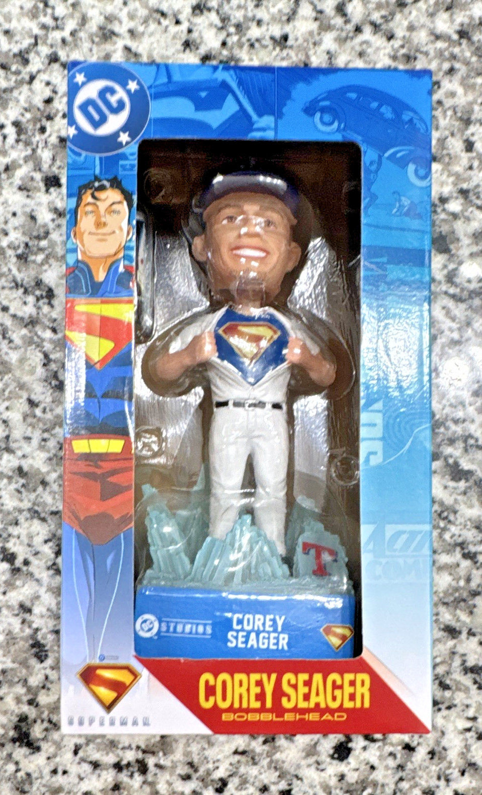 UNOPENED Corey Seager Texas Rangers Light Up Superman Boxed Bobblehead 07-20-25 UNOPENED Corey Seager Texas Rangers Light Up Superman Boxed Bobblehead 07-20-25