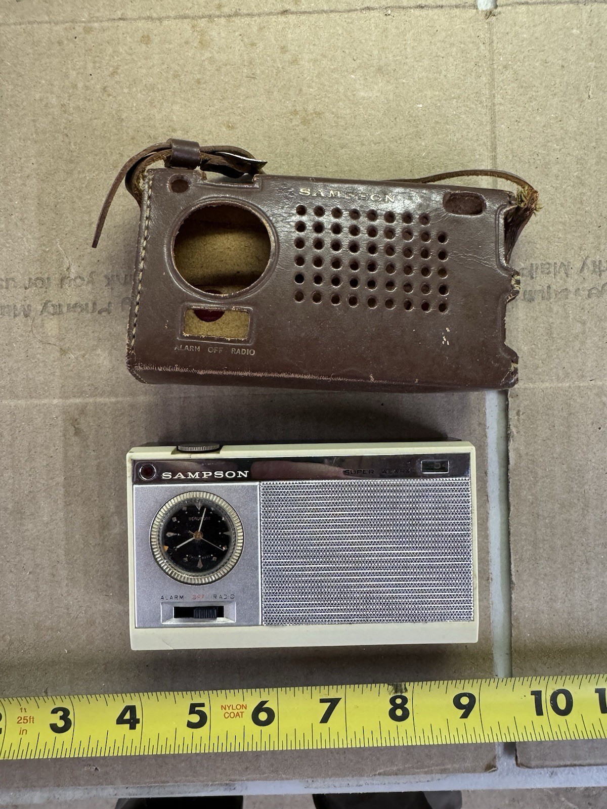 Vintage Sampson Transistor Radio & Clock- Japan. With Case- For Parts/repair