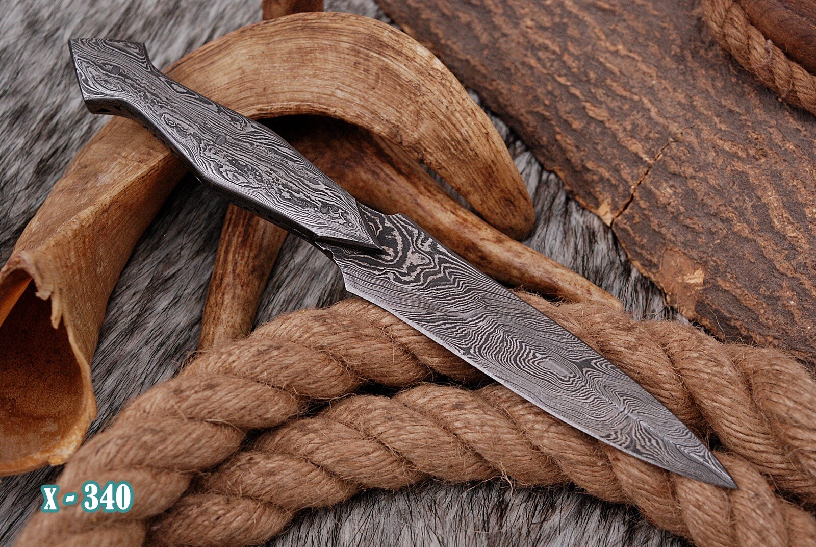 AUTHENTIC Double-Edged V42 Military Damascus steel Dagger boot Knife W|| DESIGN- AUTHENTIC Double-Edged V42 Military Damascus steel Dagger boot Knife W|| DESIGN-