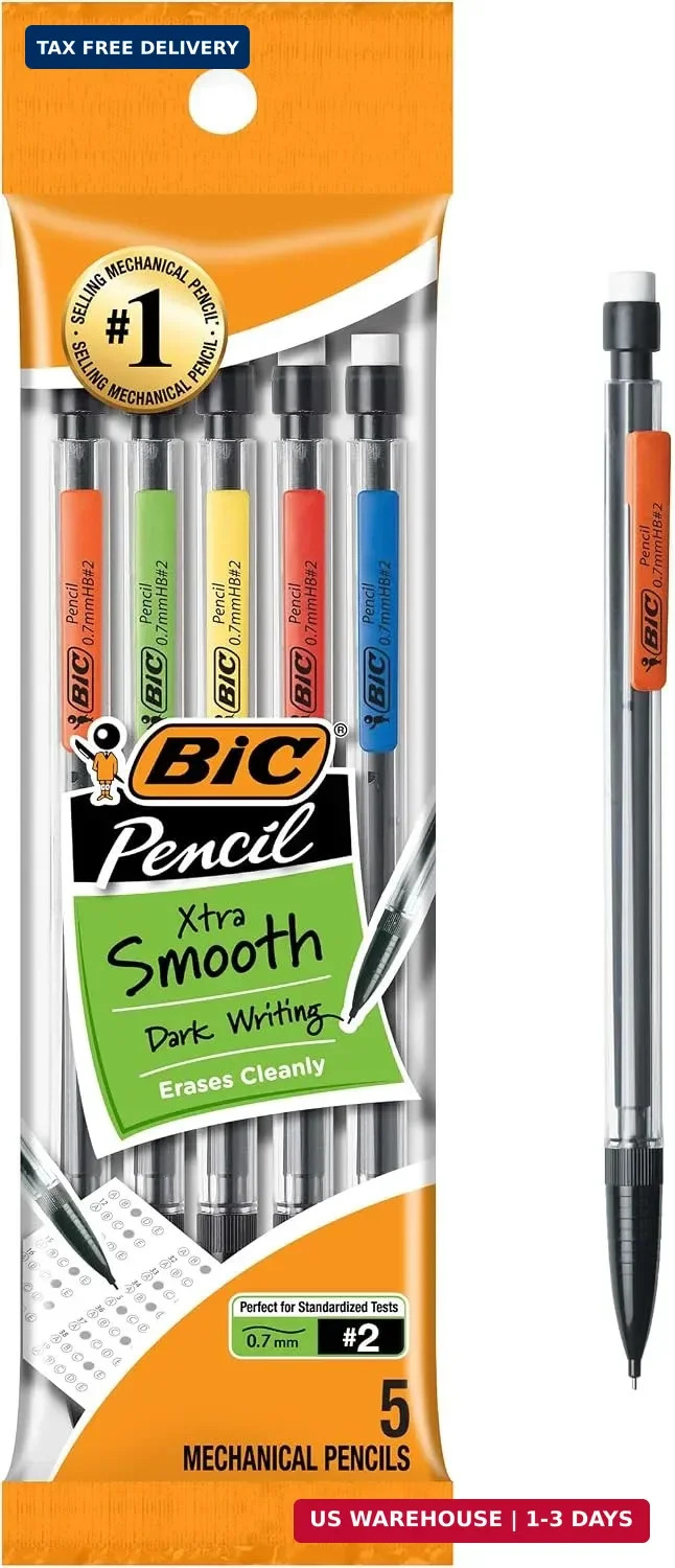 BIC Xtra-Smooth Mechanical Pencils with Erasers, Bulk 5-Count Pack BIC Xtra-Smooth Mechanical Pencils with Erasers, Bulk 5-Count Pack