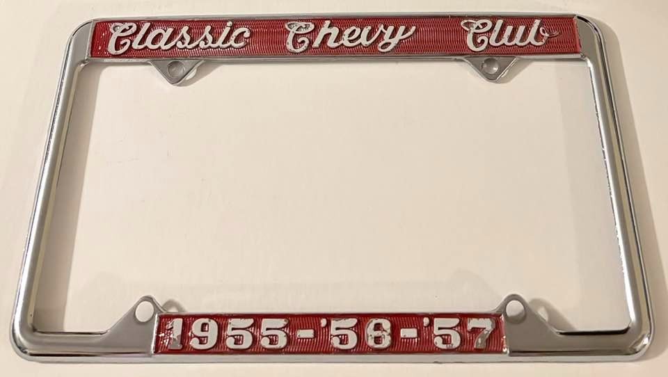 Vintage 1955 1956 1957 Chevrolet Classic Chevy Club Booster License Plate Frame