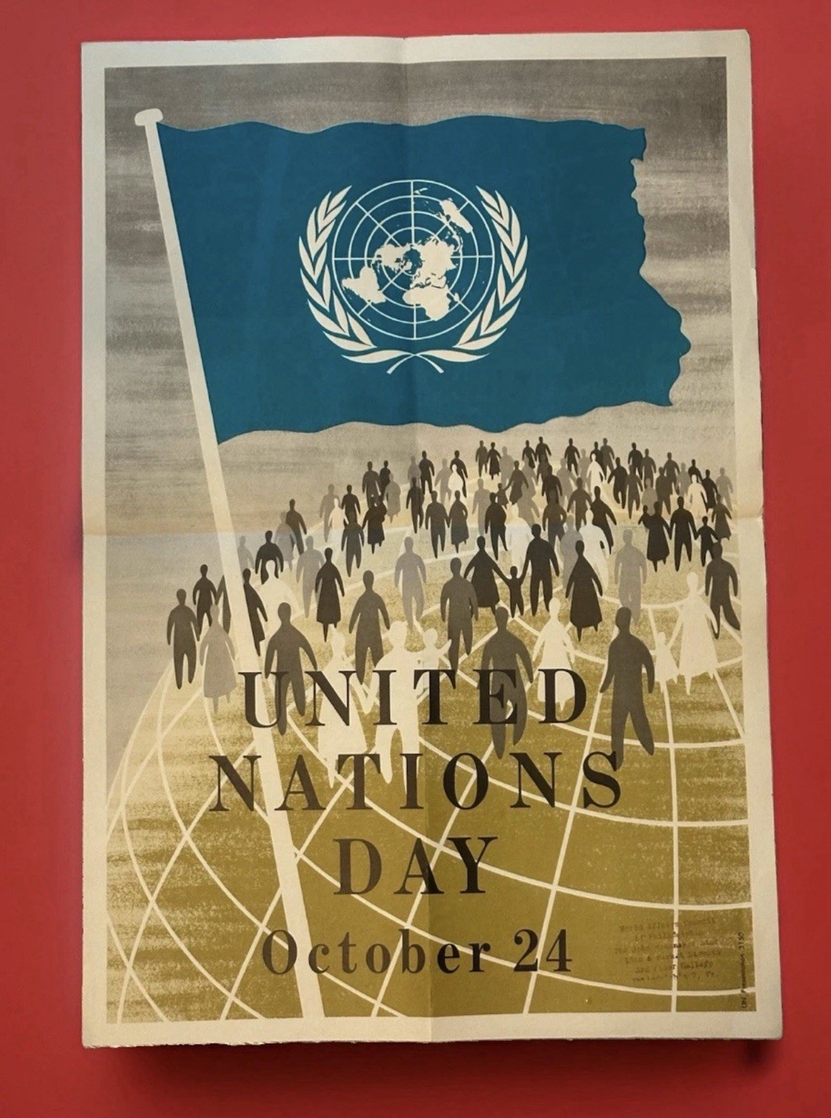 Vintage 1950s United Nations Day Original Poster 22x15 UN Presentation 3150 Vintage 1950s United Nations Day Original Poster 22x15 UN Presentation 3150