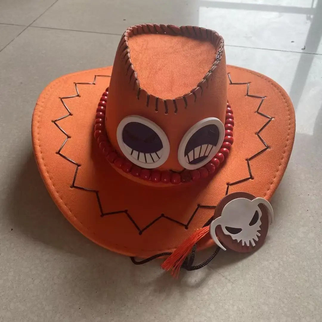 One Piece Portgas D. Ace Cowboy Hat With Beads Hat Anime Cosplay Cap. Luffy One Piece Portgas D. Ace Cowboy Hat With Beads Hat Anime Cosplay Cap. Luffy