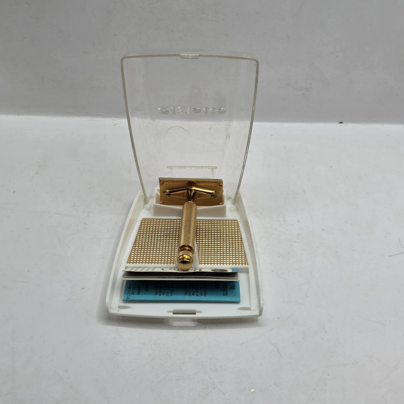 Vintage Gillette Pre-War Tech Safety Razor - Gold Ball End 1938-1945 With Case Vintage Gillette Pre-War Tech Safety Razor - Gold Ball End 1938-1945 With Case