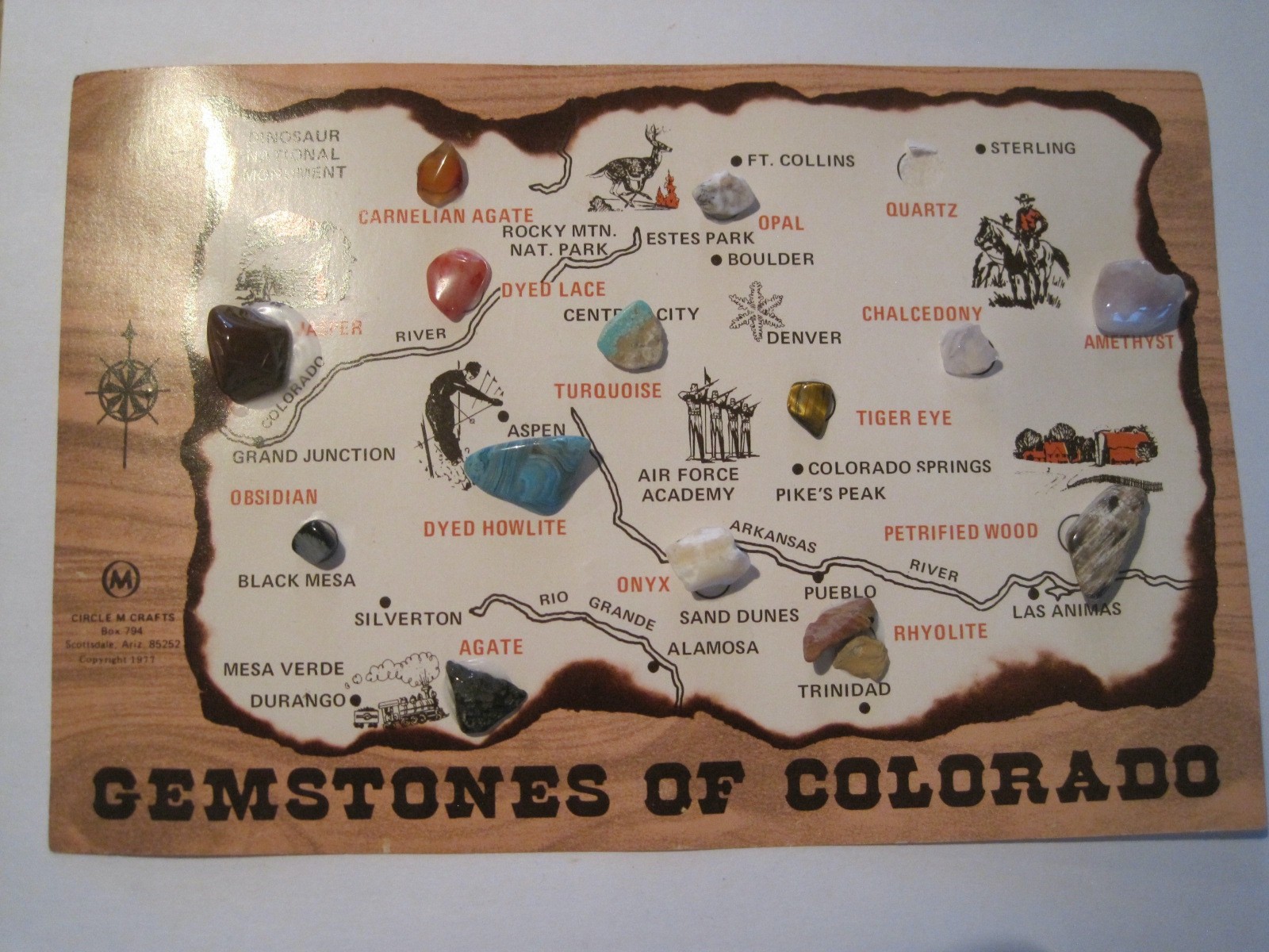Gemstones Of Colorado Souvenir Rocks ON Card 1977 8.5\ Gemstones Of Colorado Souvenir Rocks ON Card 1977 8.5\
