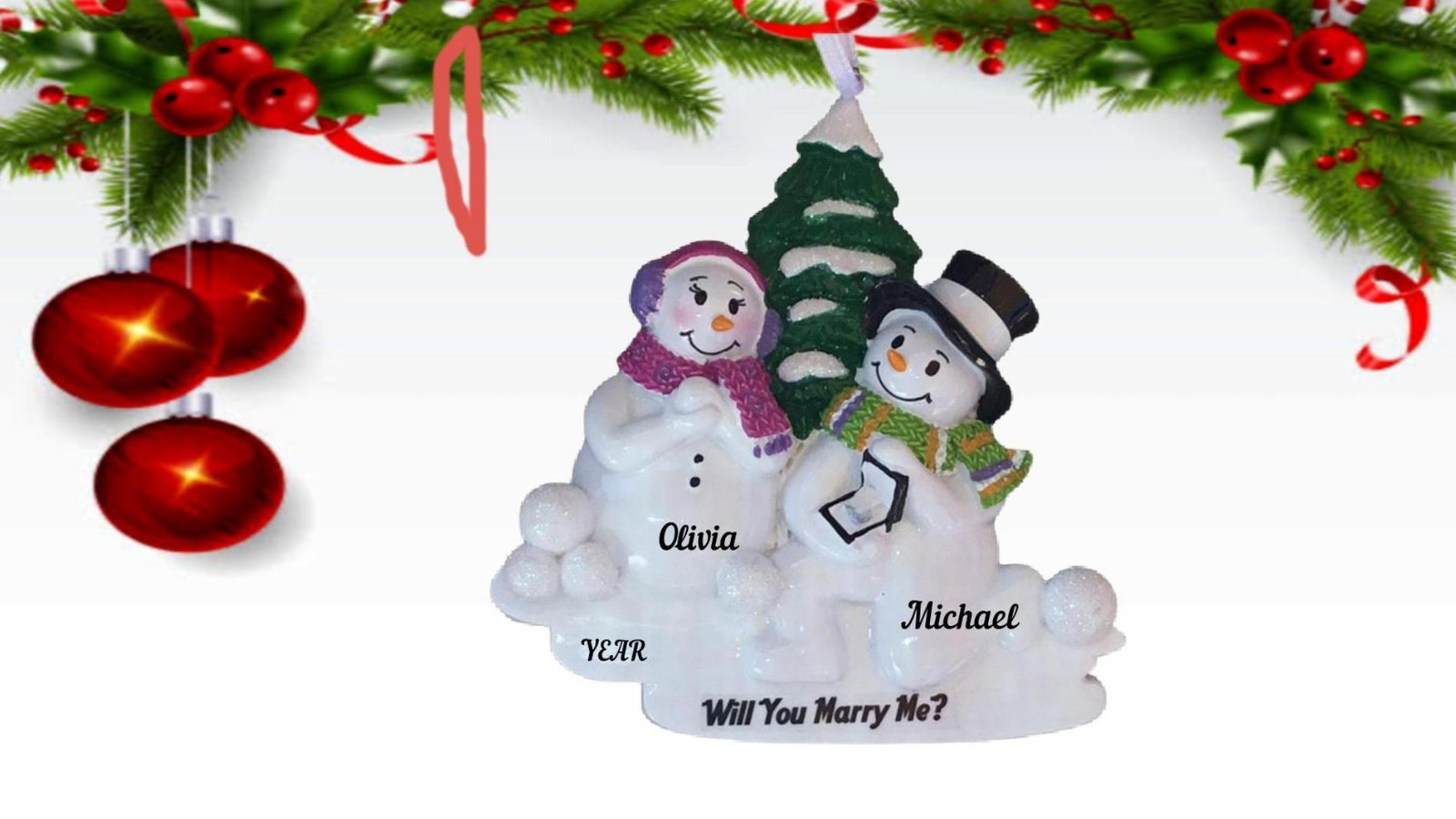 Engagement Proposal Marry Me Personalized Christmas Ornament Name and Year Engagement Proposal Marry Me Personalized Christmas Ornament Name and Year