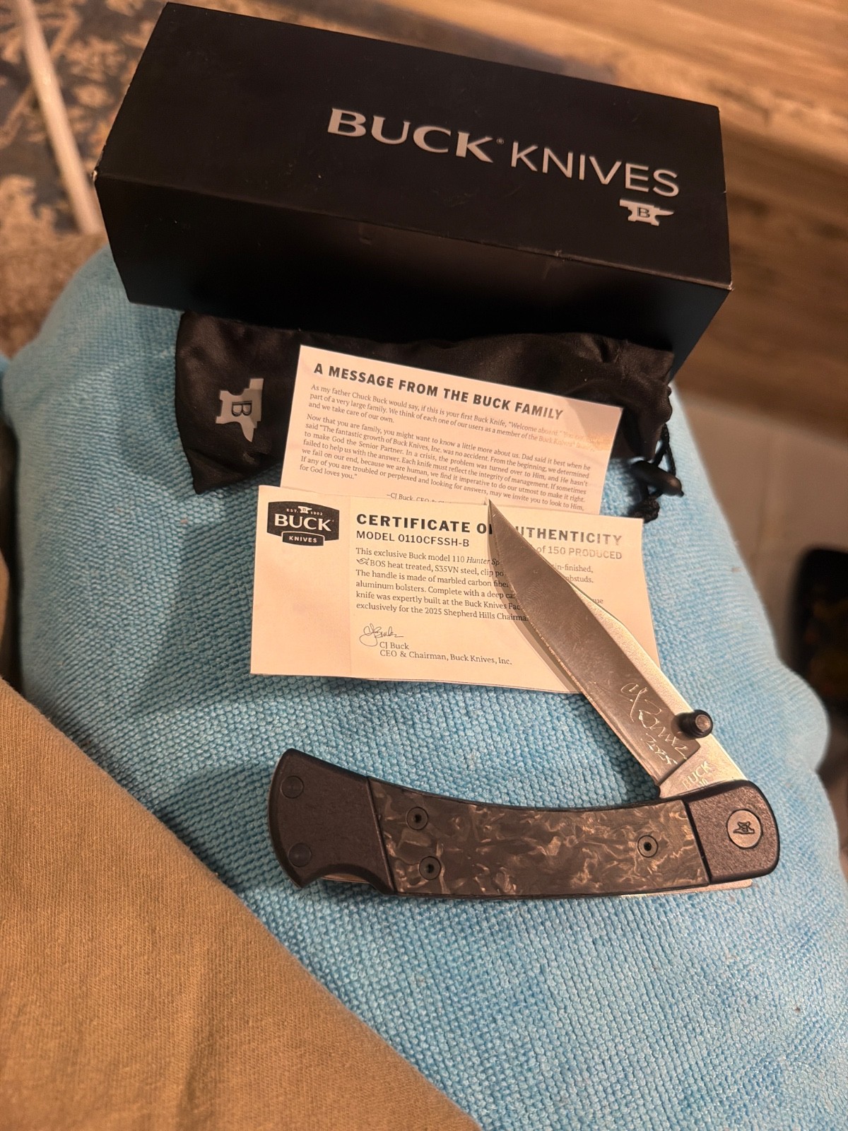 BUCK 110 FOLDING HUNTER RARE LIMITED EDITION CJ BUCK SIGNED BUCK 110 FOLDING HUNTER RARE LIMITED EDITION CJ BUCK SIGNED