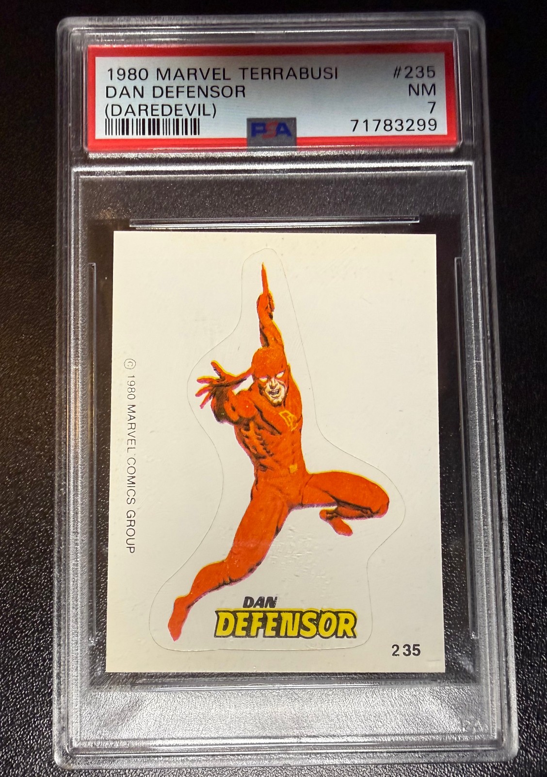 1980 Marvel Terrabusi Daredevil Sticker #235 PSA - 7 N. Mint-RARE-Dan Defensor 1980 Marvel Terrabusi Daredevil Sticker #235 PSA - 7 N. Mint-RARE-Dan Defensor