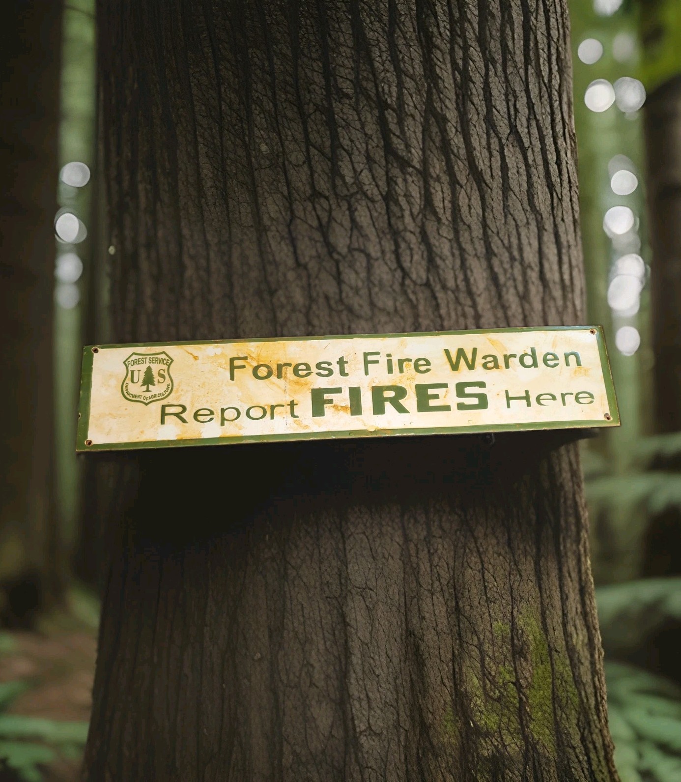 Vintage US Forest Service Porcelain Sign Forest Fire Warden Smokey USFS 30\