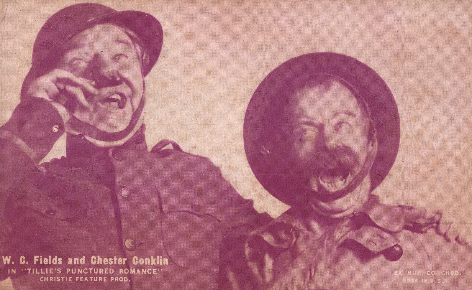 W.C. Fields Chester Conklin Tillie's Punctured Romance 1928 Exhibit Arcade Card W.C. Fields Chester Conklin Tillie's Punctured Romance 1928 Exhibit Arcade Card
