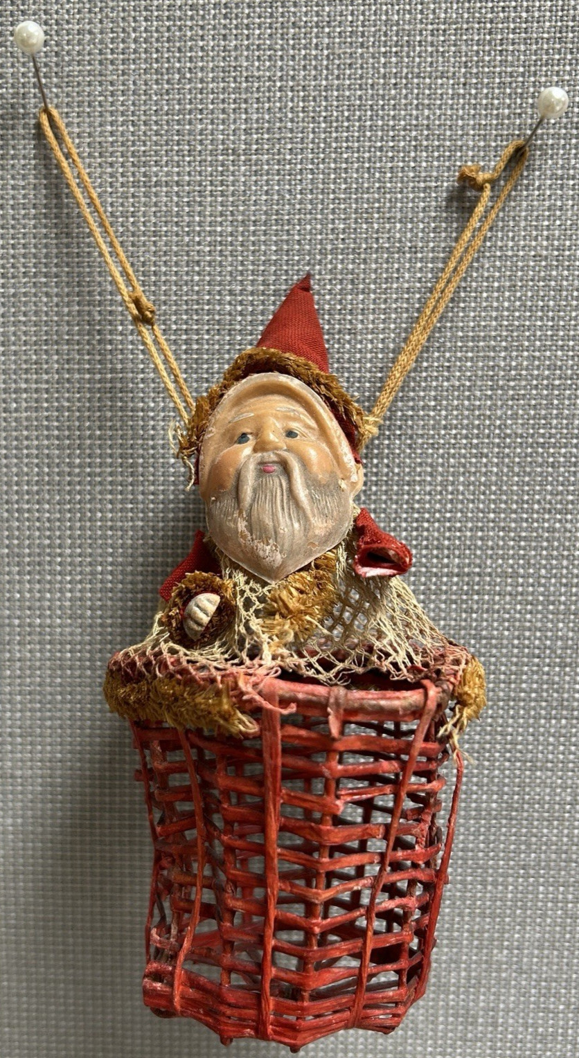 ANTIQUE 1920\'s SANTA CLAUS CELLULOID FACE CANDY BASKET 5\ ANTIQUE 1920\'s SANTA CLAUS CELLULOID FACE CANDY BASKET 5\