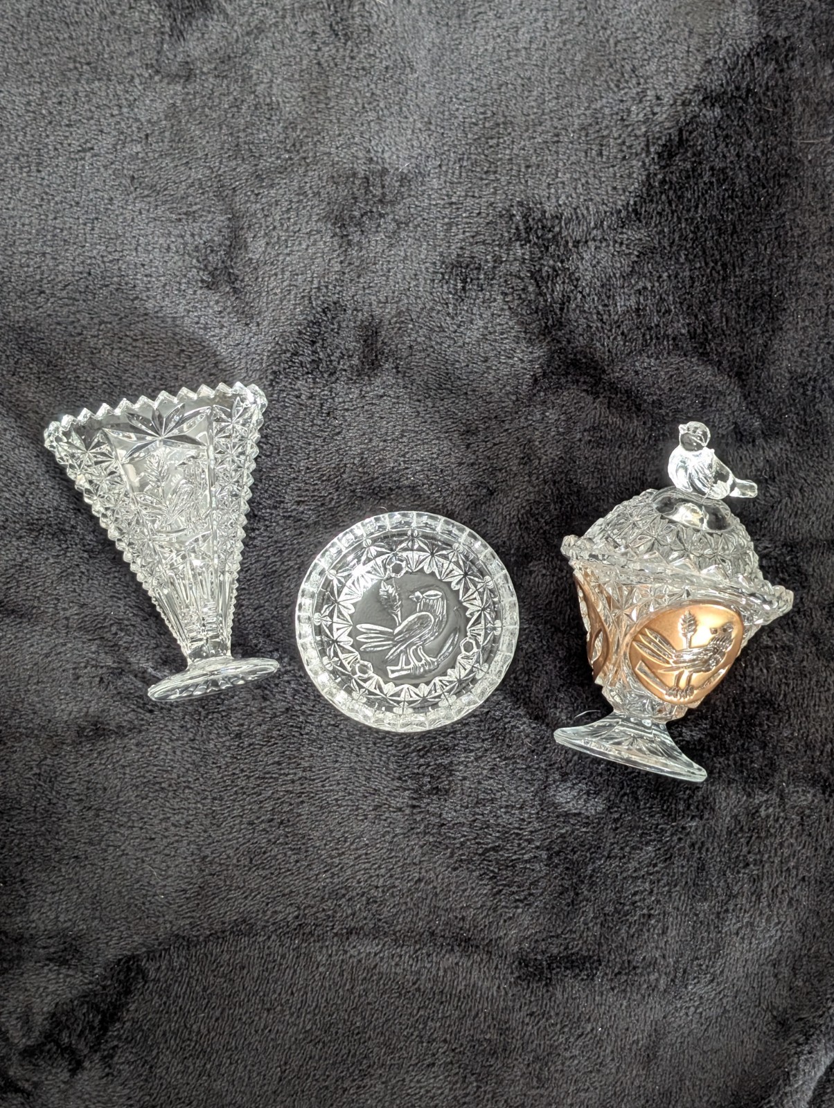 3 Piece Vintage Hofbauer Crystal Byrdes Collection Set 3 Piece Vintage Hofbauer Crystal Byrdes Collection Set