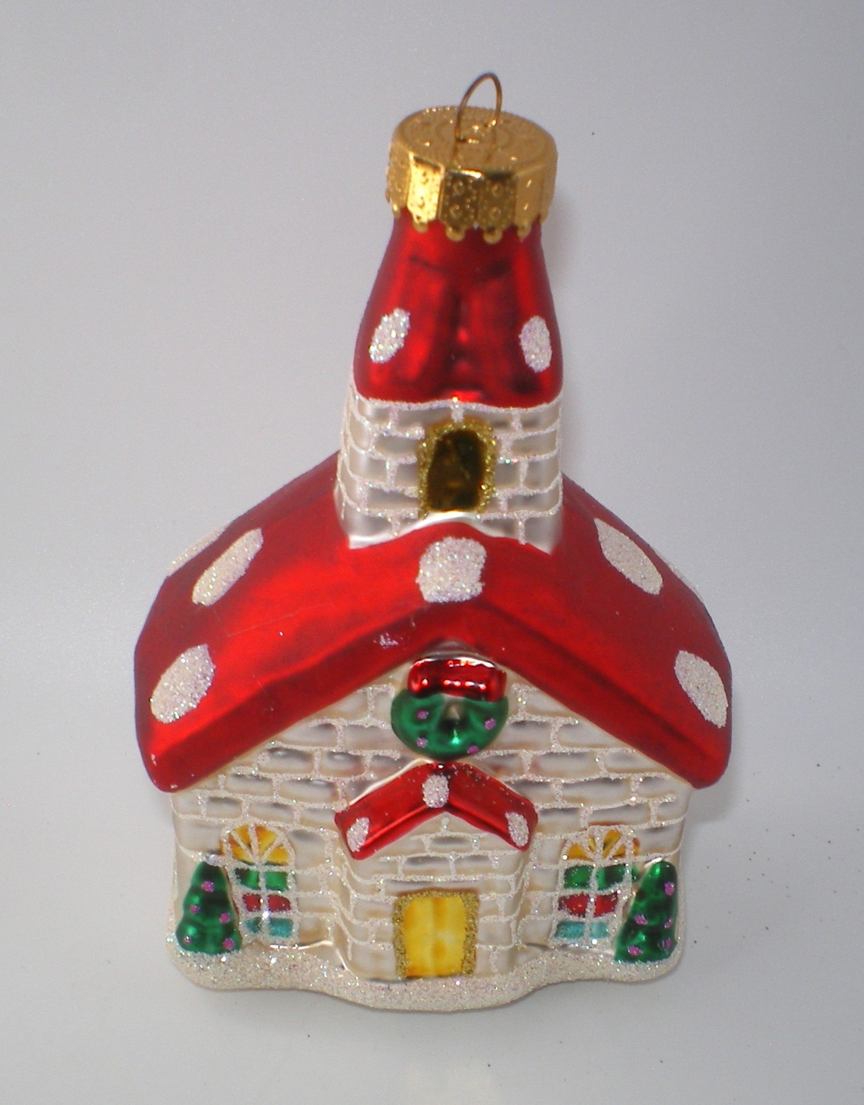 Vintage UNIQUE TREASURES Red Roof Chapel * Church Glass Christmas Ornament 4.5 Vintage UNIQUE TREASURES Red Roof Chapel * Church Glass Christmas Ornament 4.5