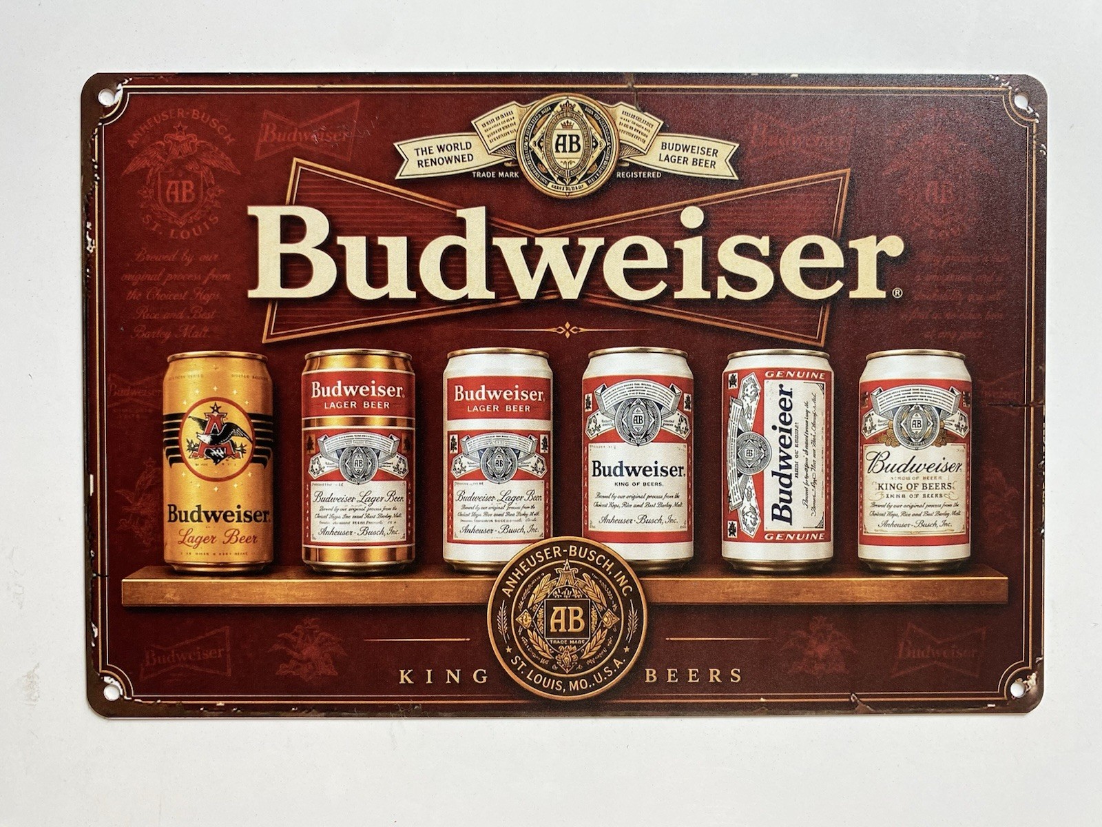 Budweiser Beer Evolution Of Cans Sign - Bud Light - Anheuser Busch Budweiser Beer Evolution Of Cans Sign - Bud Light - Anheuser Busch