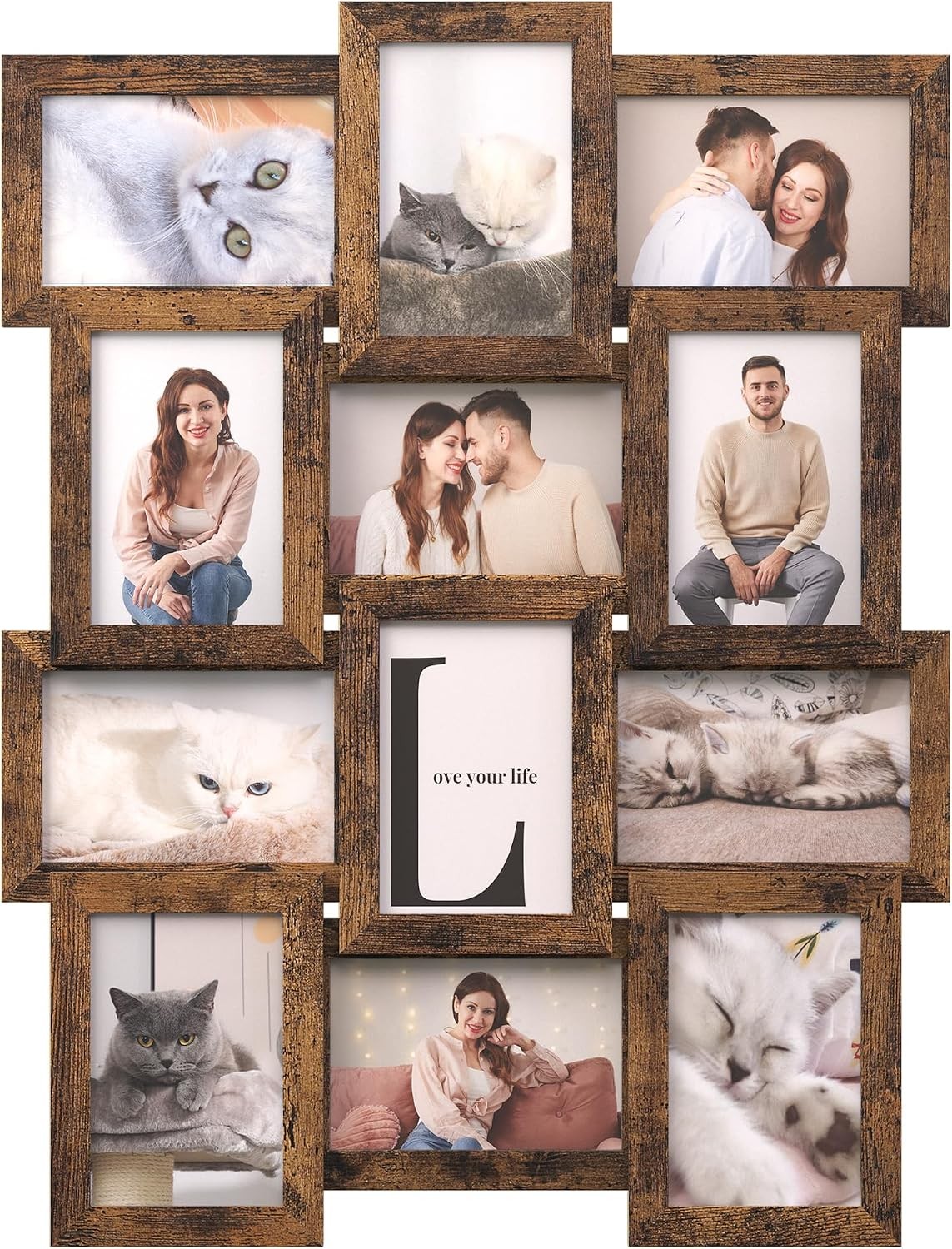 SONGMICS 12-Pack 4x6 Collage Picture Frames for Wall Decor, Rustic Brown