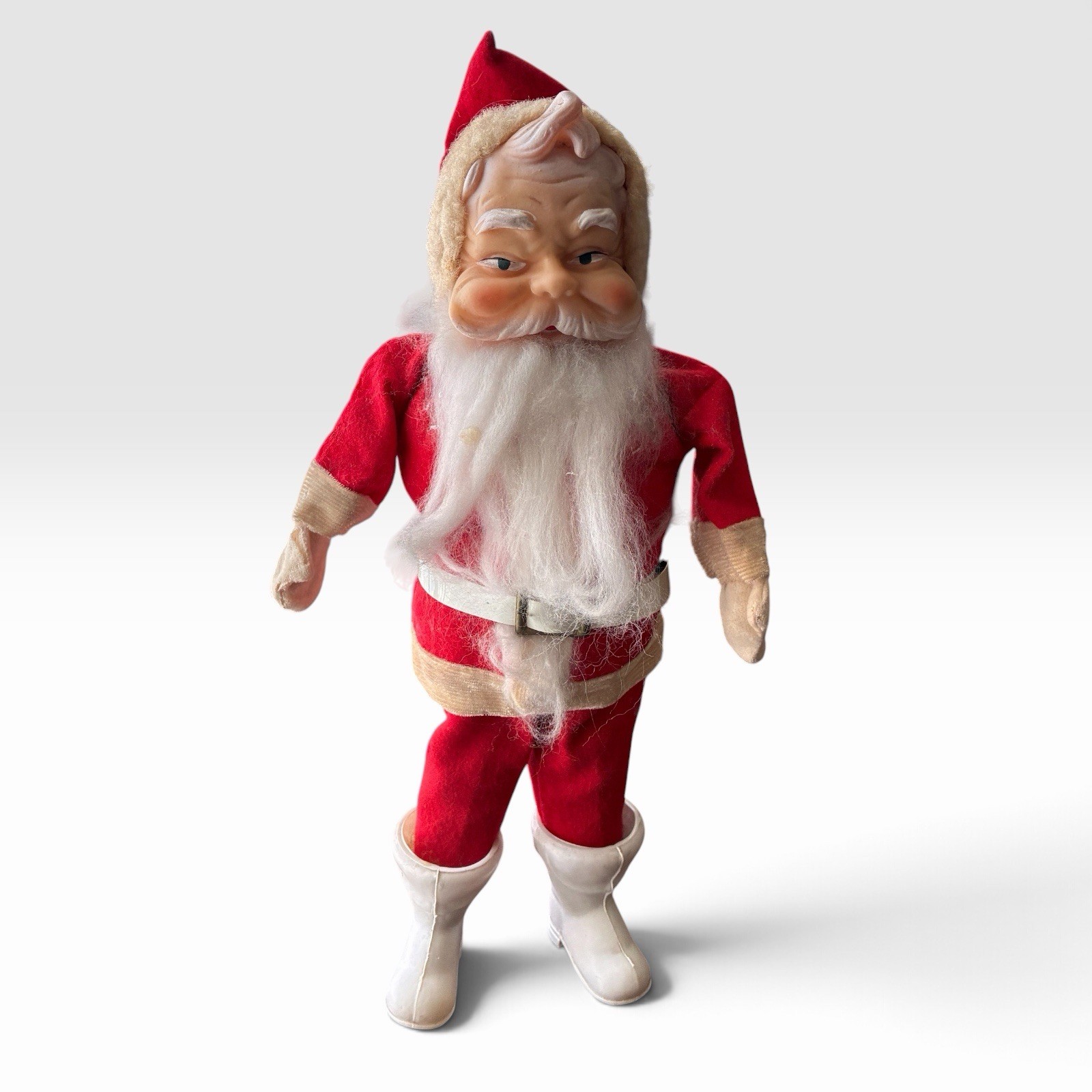 Vintage Japan Rubber Face Santa Doll 13” Felt Christmas Kitsch MCM Vintage Japan Rubber Face Santa Doll 13” Felt Christmas Kitsch MCM