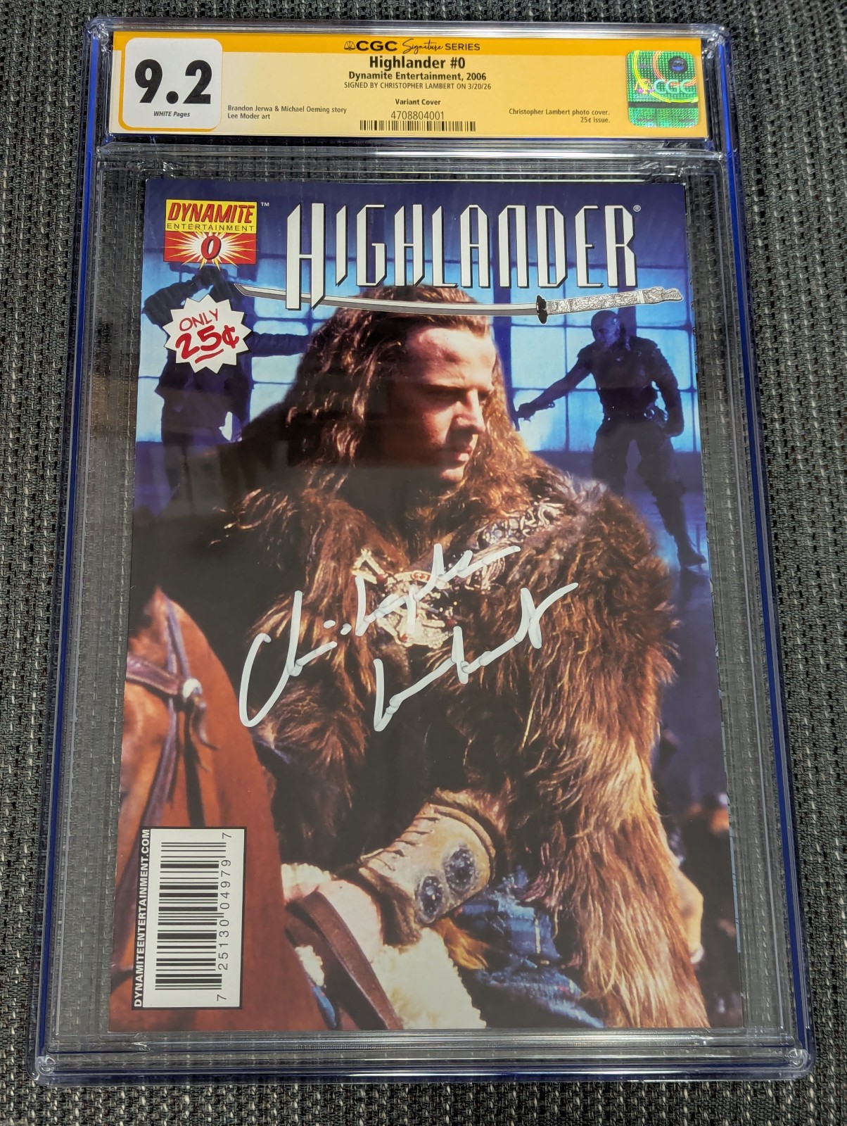 Highlander #0 CGC SS 9.2 - Signed by Christopher Lambert Highlander #0 CGC SS 9.2 - Signed by Christopher Lambert