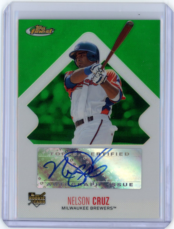 NELSON CRUZ 2006 Topps Finest Green Refractor Rookie Auto /199 #153 Brewers RC