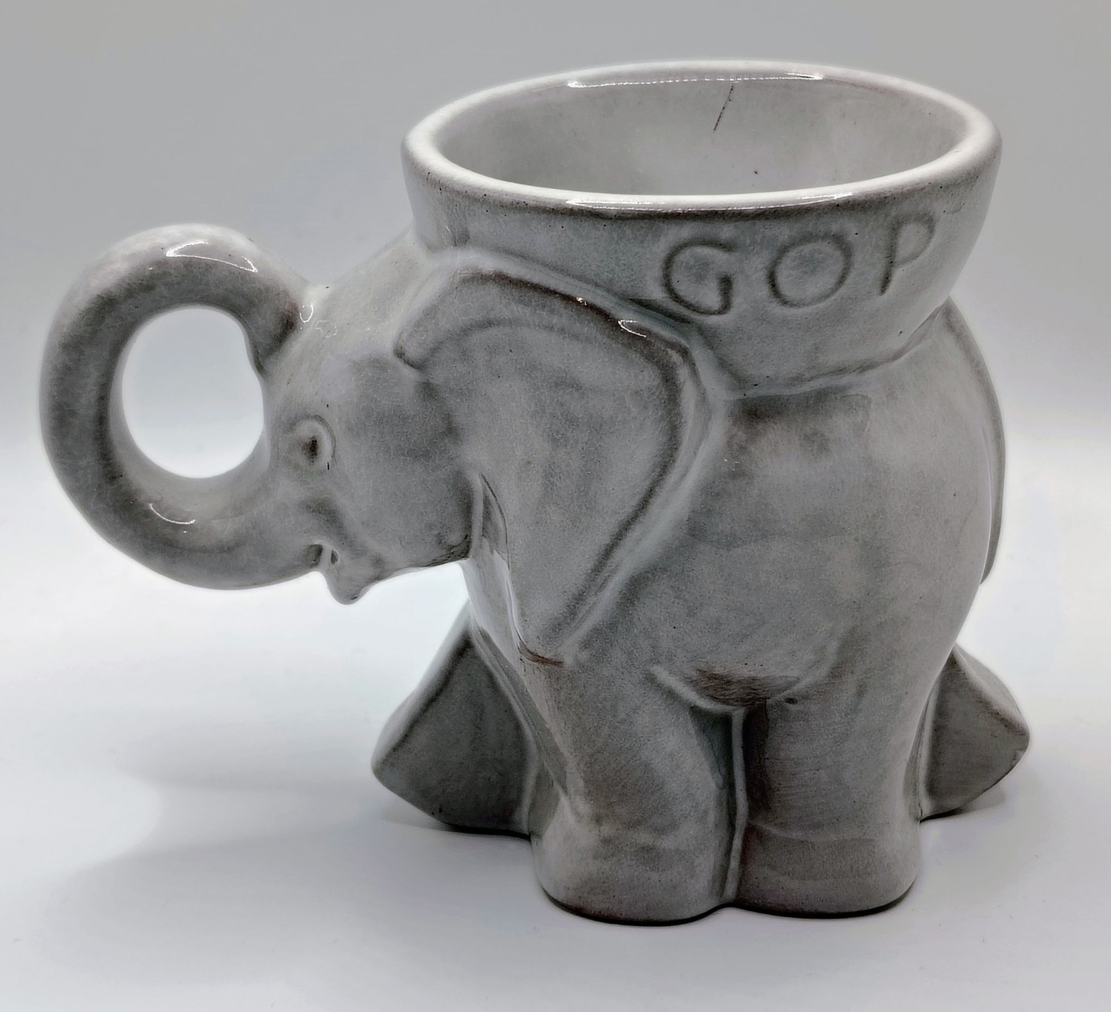 1968 Frankoma Republican GOP Elephant Political Mug - Lt. Grey - 1st GOP Mug 1968 Frankoma Republican GOP Elephant Political Mug - Lt. Grey - 1st GOP Mug