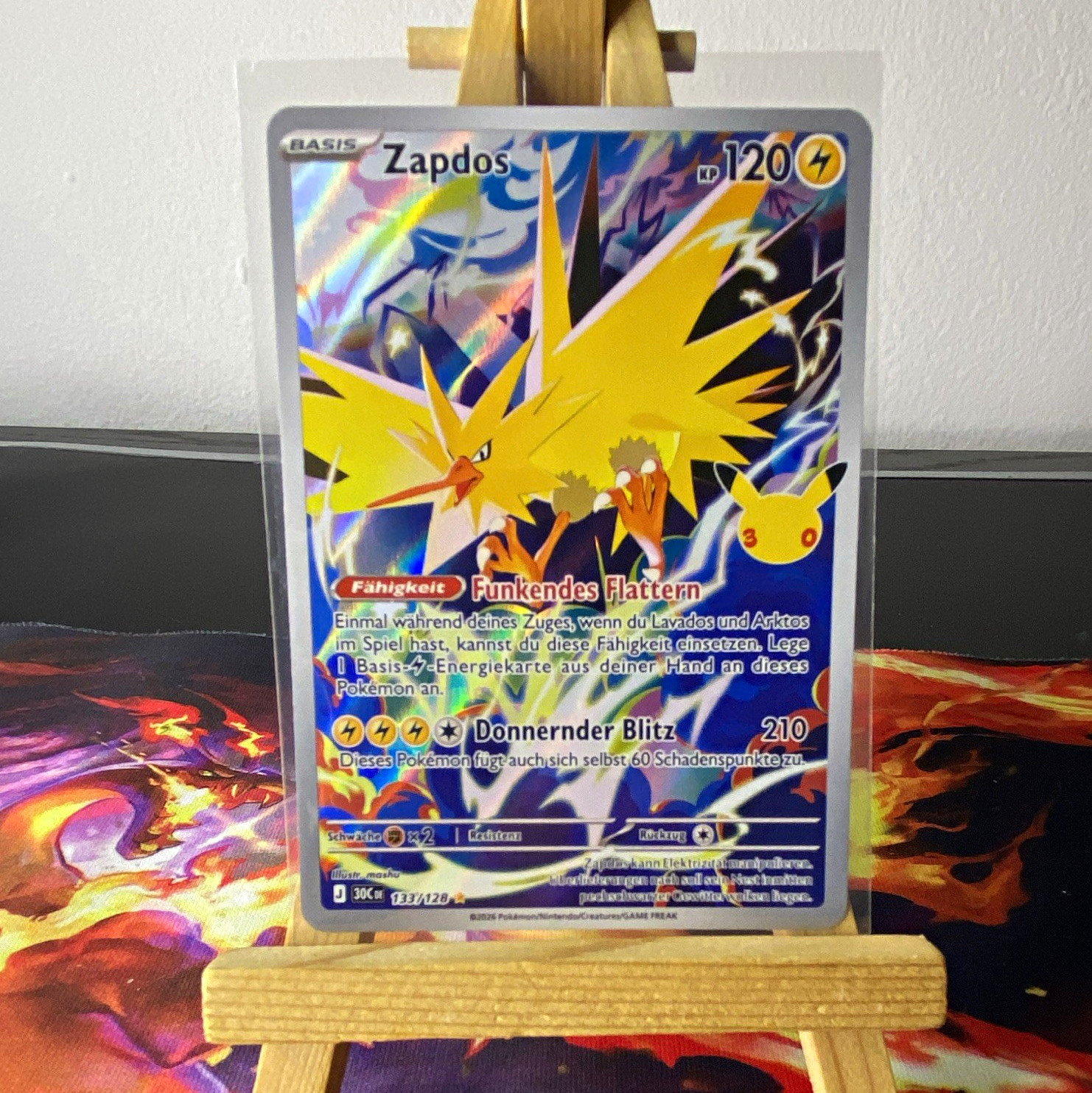 Pokemon Card - Zapdos 133/128 - Illustration Rare - German - 30th Anniversary Pokemon Card - Zapdos 133/128 - Illustration Rare - German - 30th Anniversary