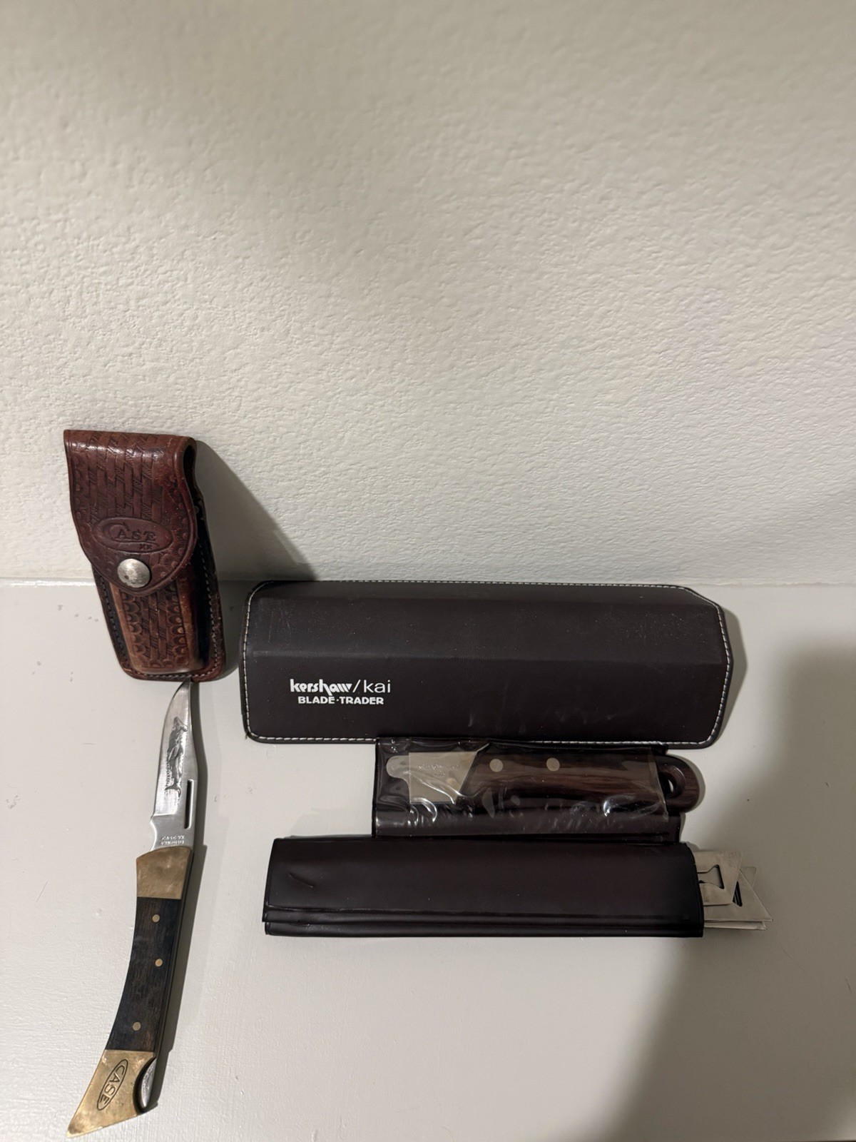 Vintage Knife Lot Kershaw Deluxe Blade Trader 1099 NOS & 1978 Case XX Hammerhead