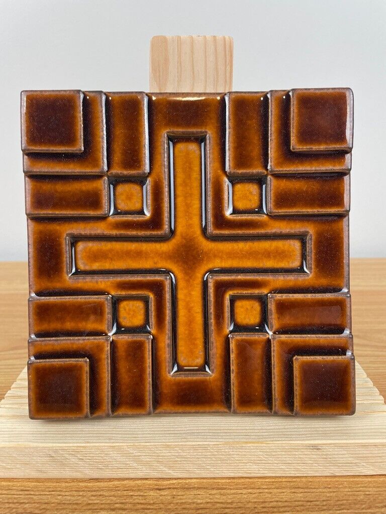 Motawi Tileworks Glossy Brown 6x6 Millard House Frank Lloyd Wright Tile Unmarked