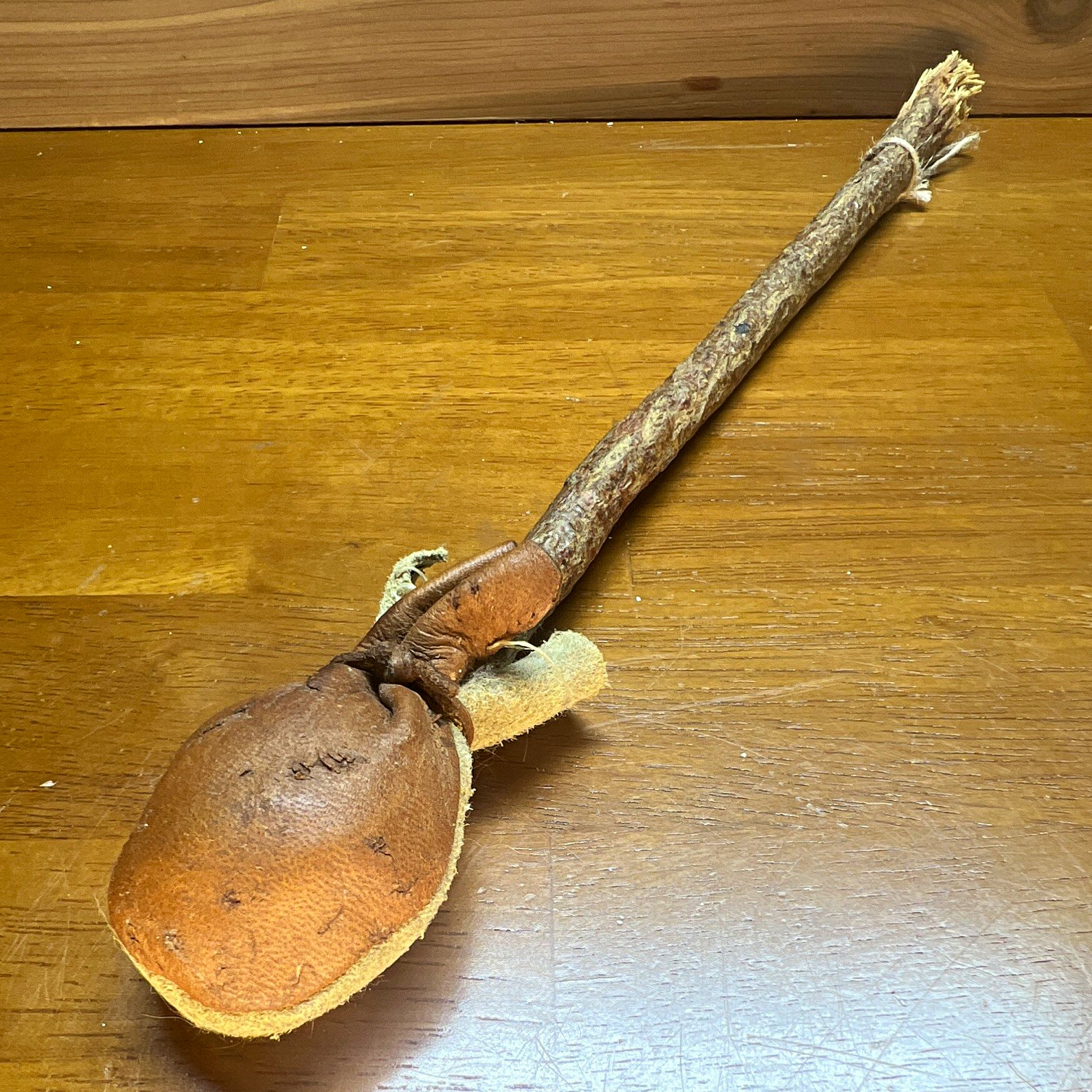 Vintage Hand Made Leather Rattle Primitive Folk Art Shamanic Style Vintage Hand Made Leather Rattle Primitive Folk Art Shamanic Style