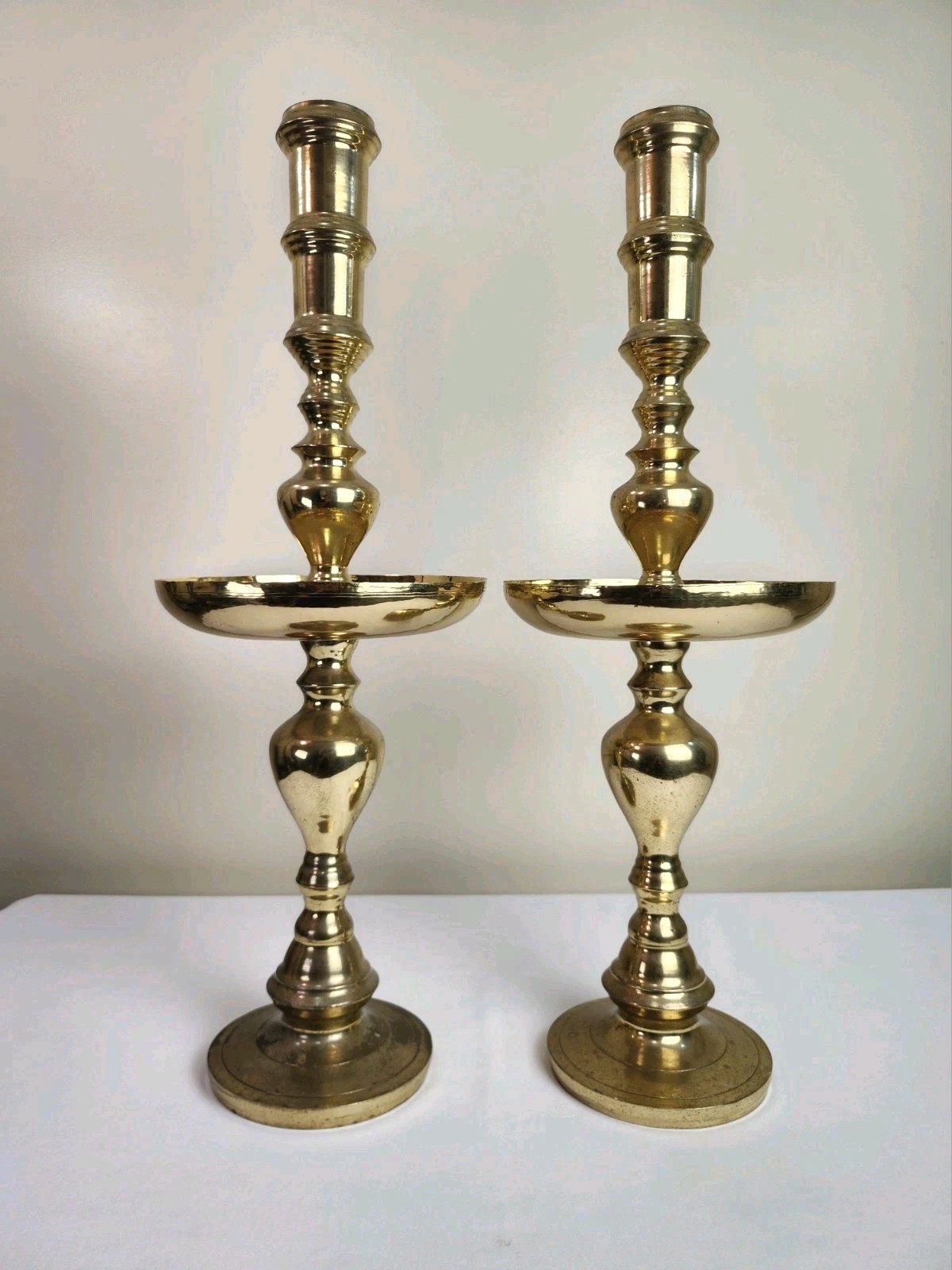 Pair Vintage Large Brass Floor Candlesticks 29.5\ Pair Vintage Large Brass Floor Candlesticks 29.5\