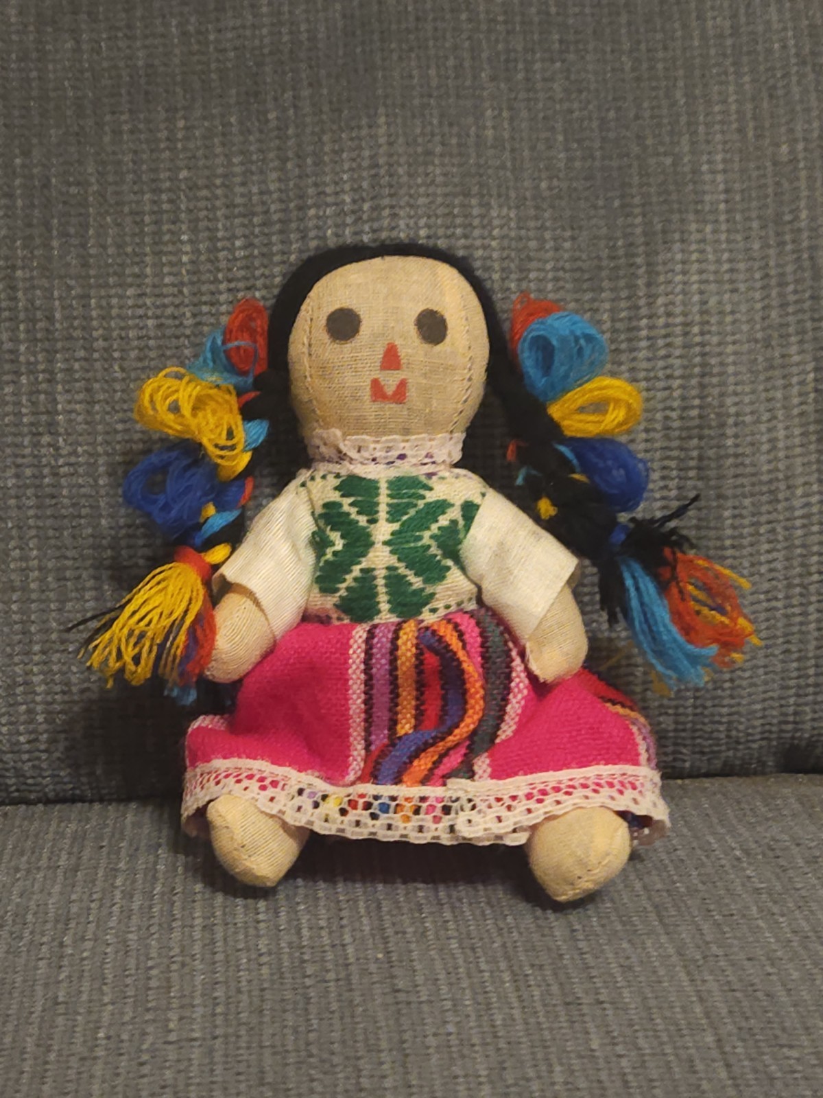 Mexican Maria Lele Baby Doll VTG Folk  Art 90s Handmade primitive CINCO DE MAYO