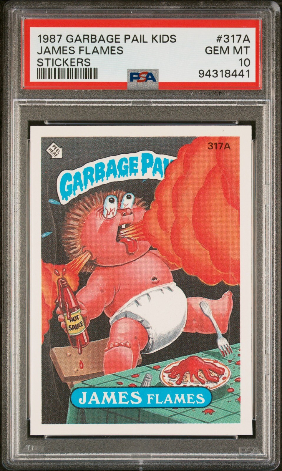 1987 Topps Garbage Pail Kids Series 8 OS8 JAMES FLAMES 317a PSA 10 GEM POP14