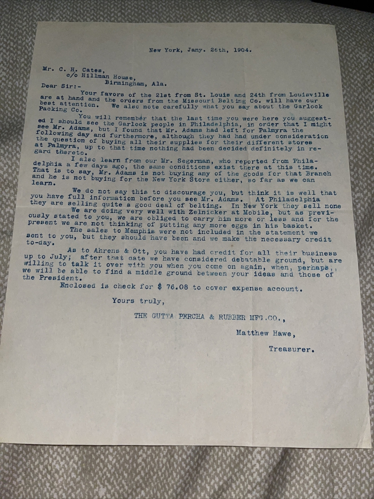 Antique 1904 Correspondence to Hillman Hotel in Birmingham AL Alabama History Antique 1904 Correspondence to Hillman Hotel in Birmingham AL Alabama History