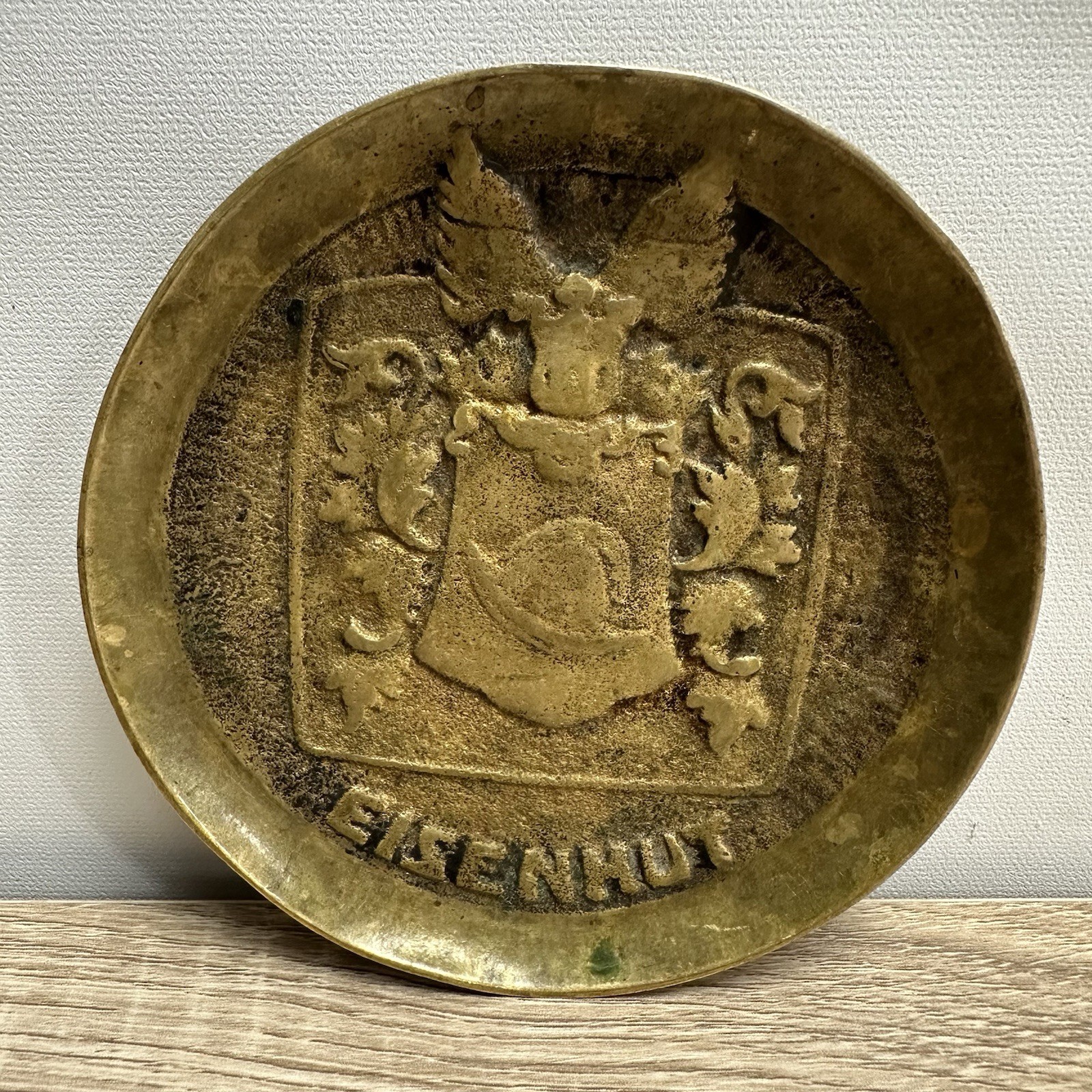 Vintage 1940s German Eisenhut Hotel Rothenburg Heavy Bronze Tip Tray Dish WM 4.5 Vintage 1940s German Eisenhut Hotel Rothenburg Heavy Bronze Tip Tray Dish WM 4.5