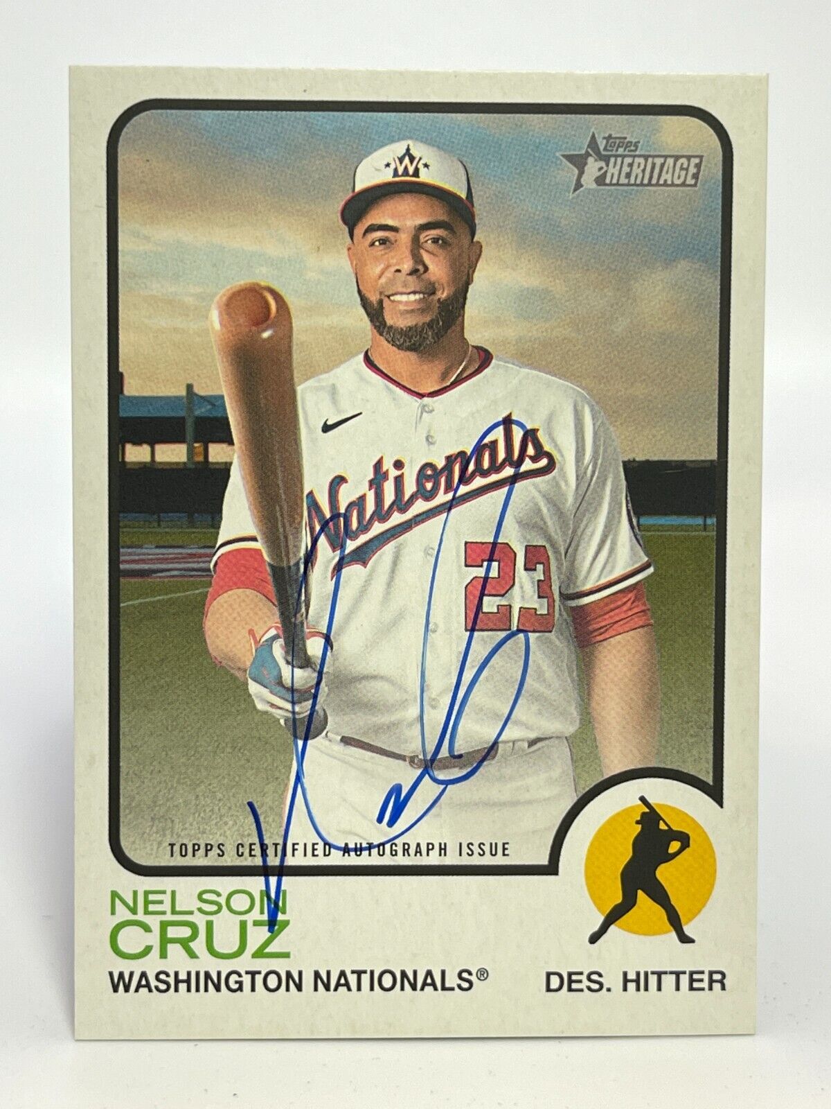 2022 Topps Heritage High NELSON CRUZ Nationals Auto AUTOGRAPH 