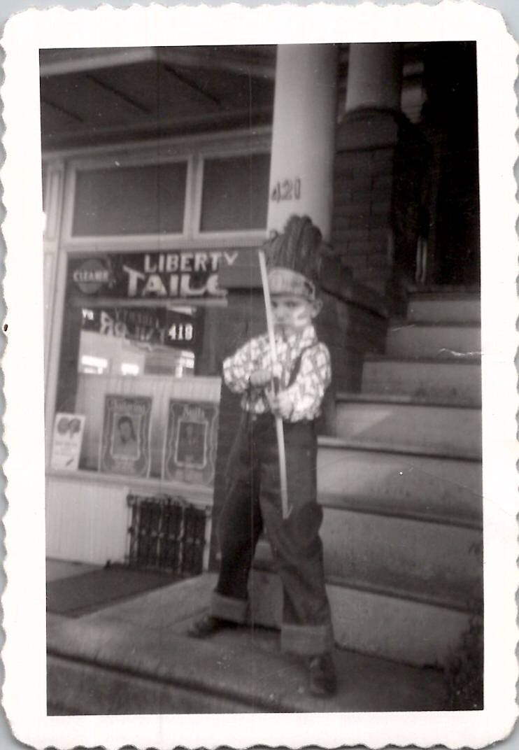 Boy Dressed as an Indian Native American Bow Arrow Snapshot 1940s Vintage Photo Boy Dressed as an Indian Native American Bow Arrow Snapshot 1940s Vintage Photo