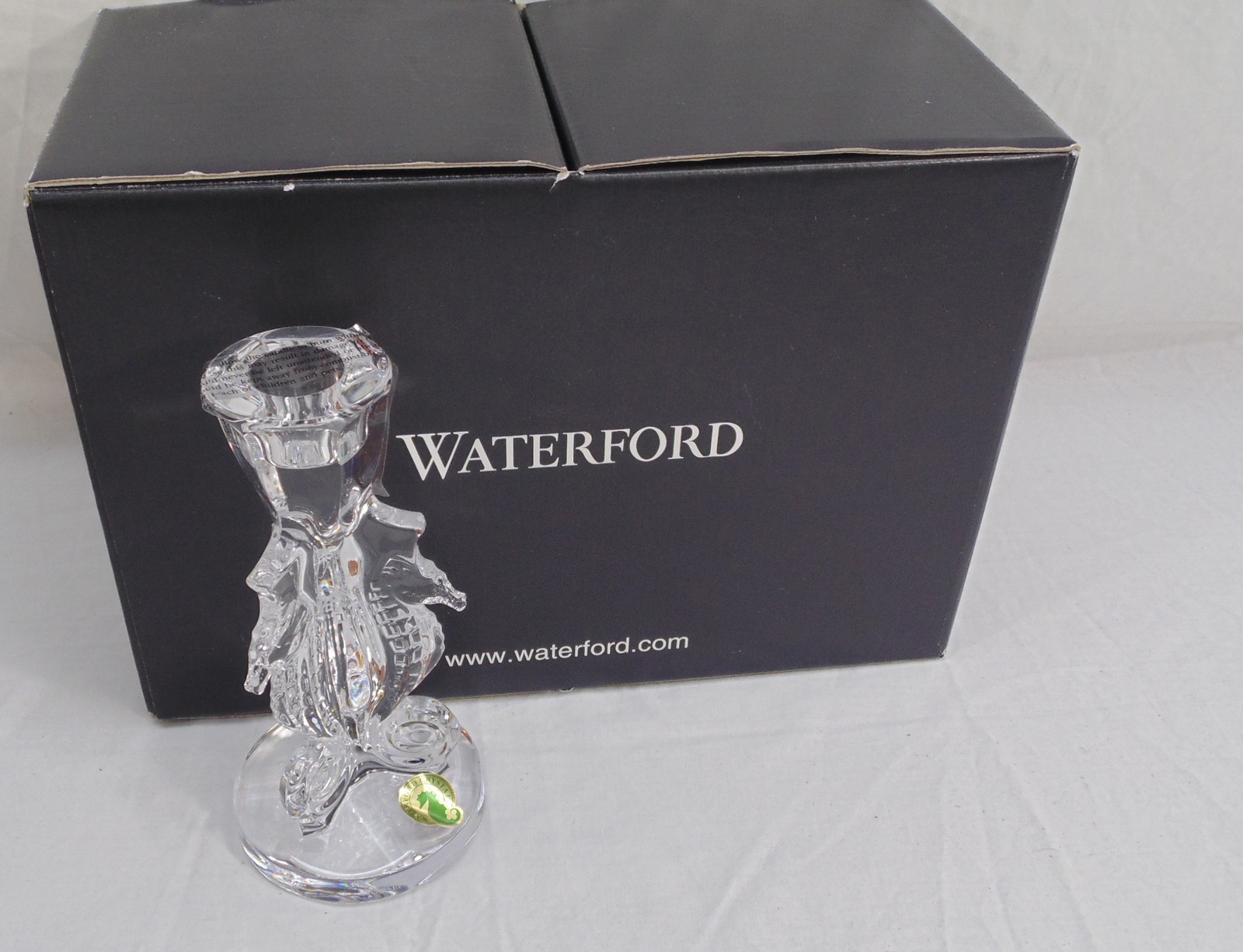 New Pair Waterford Seahorse Crystal Candlestick Candle Holders 6 New Pair Waterford Seahorse Crystal Candlestick Candle Holders 6