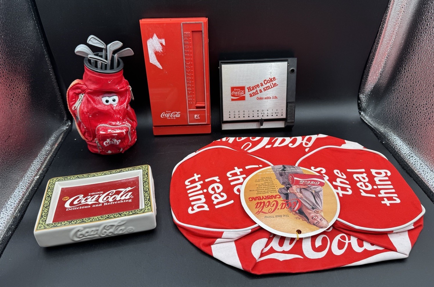 Group Coca Cola Collectibles - NOS Carry Bag, Directories, Soap Dish, Etc Group Coca Cola Collectibles - NOS Carry Bag, Directories, Soap Dish, Etc