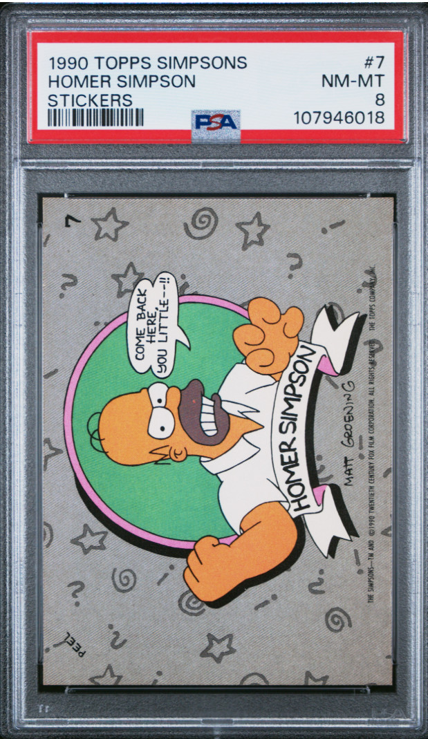 1990 Topps Homer Simpson ROOKIE #7 PSA 8 The Simpsons Stickers NM-MT 1990 Topps Homer Simpson ROOKIE #7 PSA 8 The Simpsons Stickers NM-MT