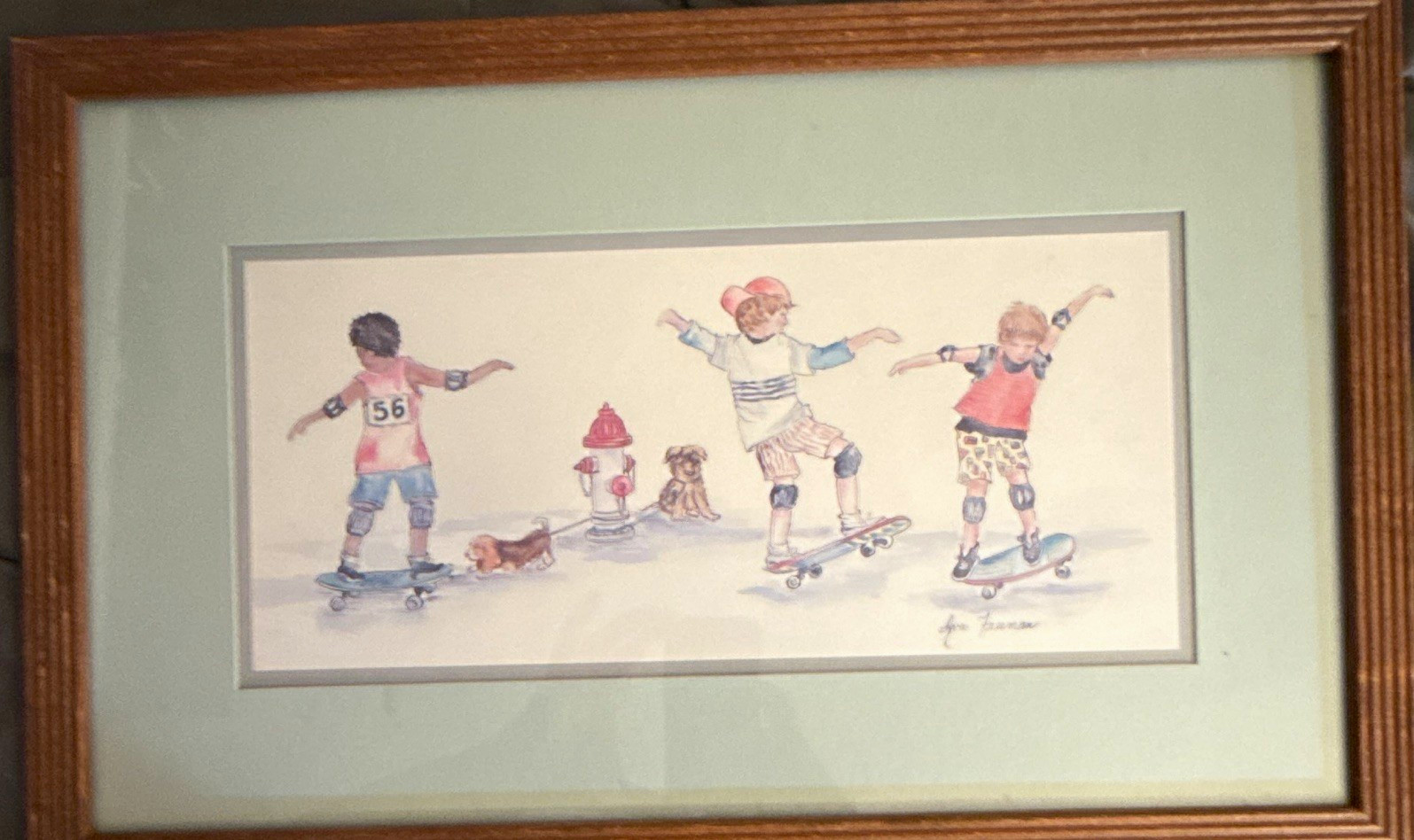Vintage Ava Freeman Skateboarders Art Print Framed 21.5”x13.5” 1980s Retro Decor Vintage Ava Freeman Skateboarders Art Print Framed 21.5”x13.5” 1980s Retro Decor
