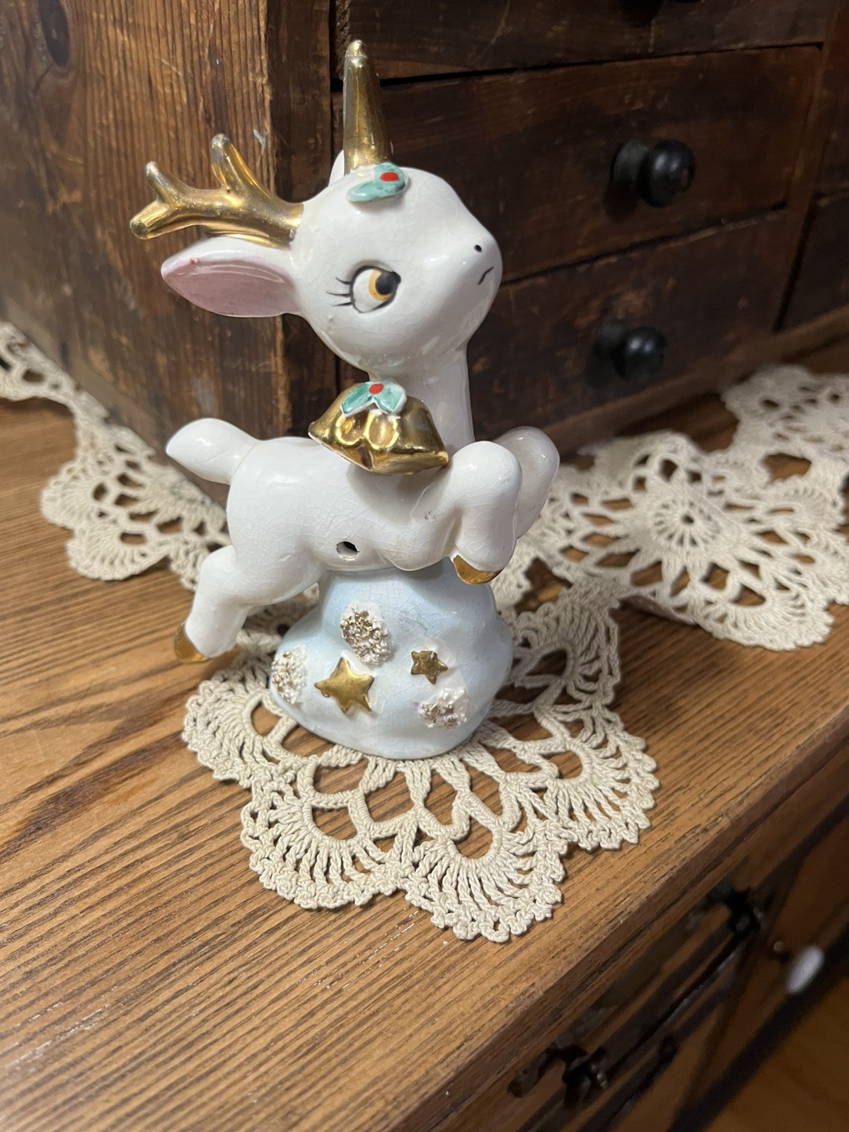 Vintage Ucagco Ceramic Flying Reindeer Deer JAPAN