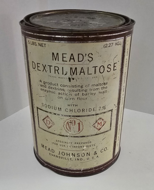 Vintage 1940s Mead's Dextri Maltose Infant Diet 5 lb Advertising Tin Can Vintage 1940s Mead's Dextri Maltose Infant Diet 5 lb Advertising Tin Can